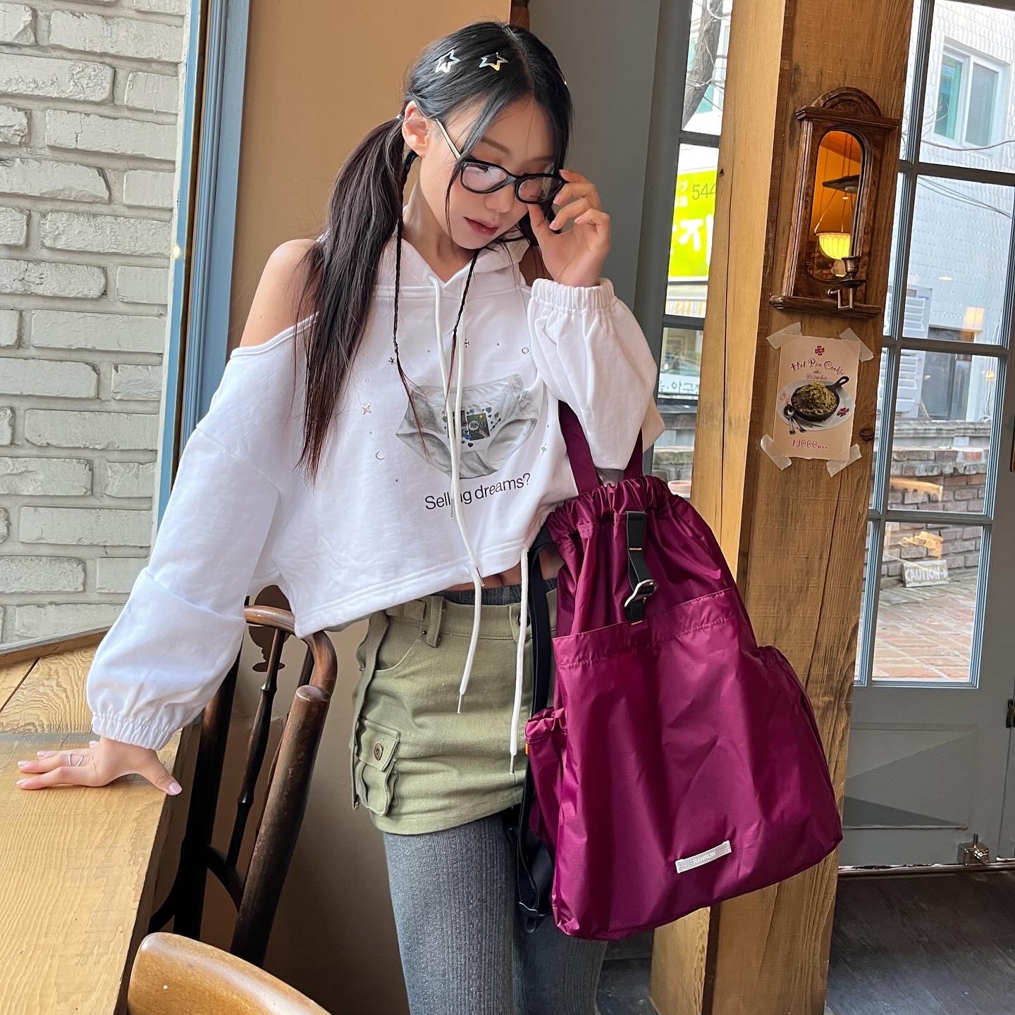 RAWROW Travel String Backpack Mini 720 Purple 착용 스타일 - 6