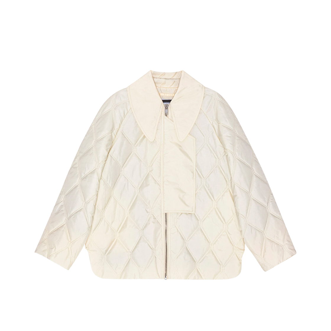 (W) Ganni Ripstop Quilt Jacket Egret 상세 이미지 1