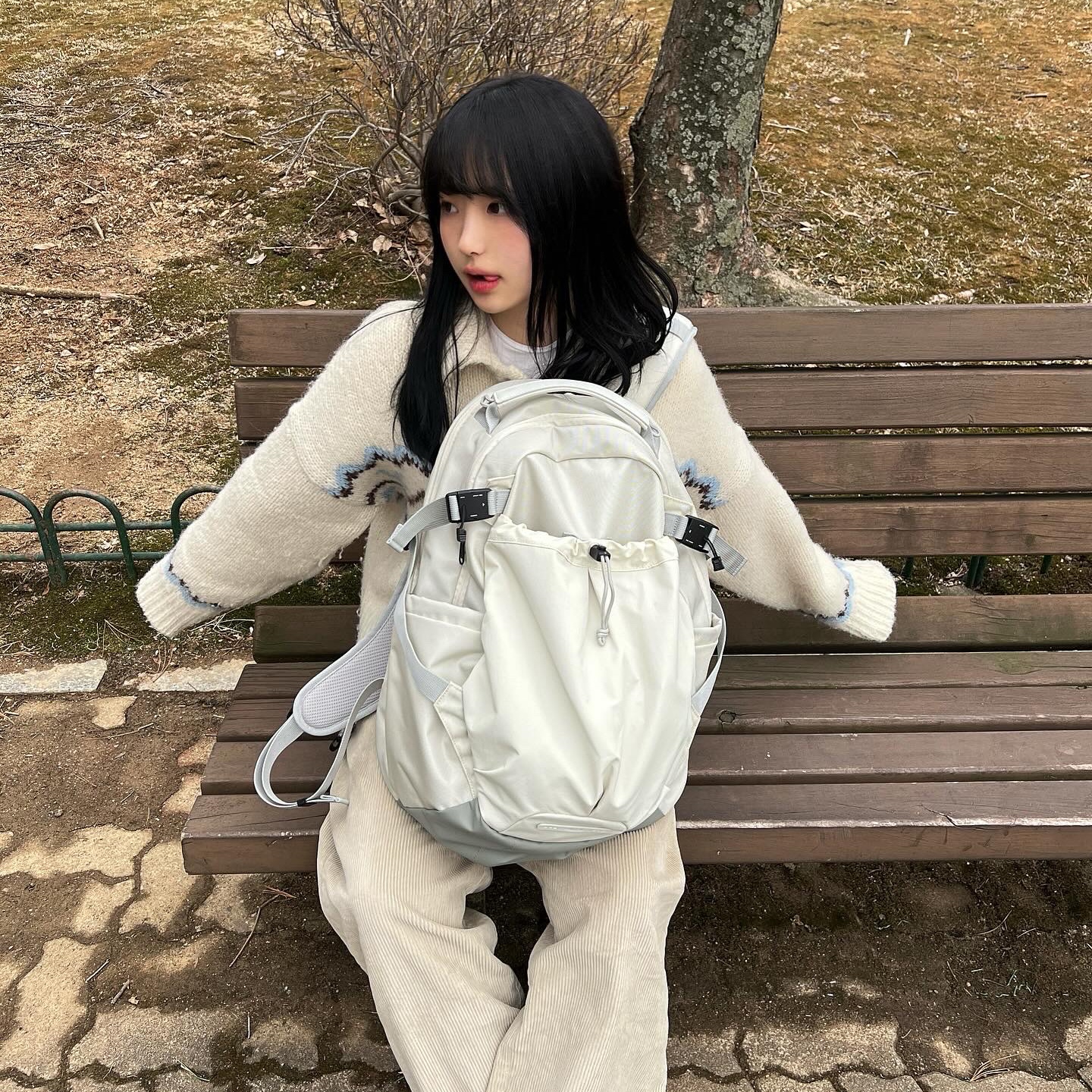 RAWROW Heavy Duty Backpack 811 811 Cream 착용 스타일 - 2