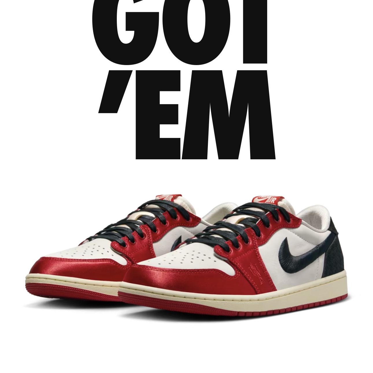 Jordan 1 x Trophy Room Retro Low OG SP Sail Varsity Red 착용 스타일