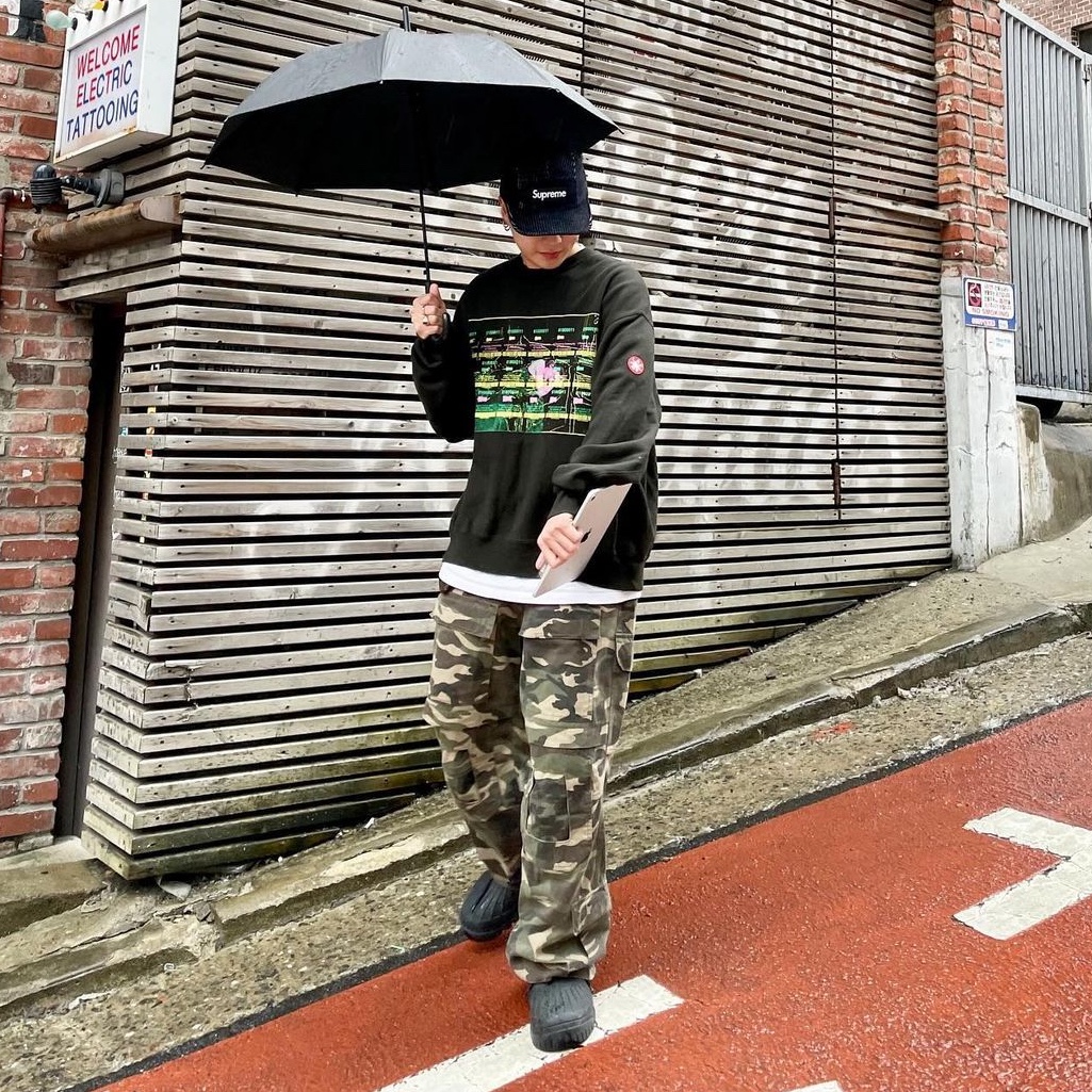 Project G/R Tactical Cargo Pants Camo, Supreme Corduroy Camp Cap Black - 23FW 착용 스타일 - 2
