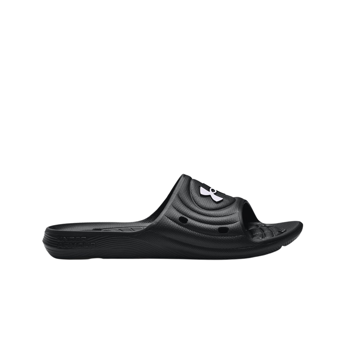 언더아머 UA 락커 IV 슬라이드 블랙 화이트(Under Armour UA Locker IV Slides Black White)