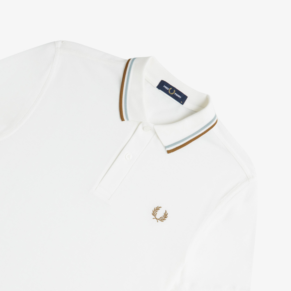 프레드페리 M3600 트윈 팁 프레드페리 셔츠 스노우화이트/사이버블루/다크카라멜(Fred Perry M3600 Twin Tipped Fred Perry Shirt Snow White/Silver Blue/Dark Caramel) - 3