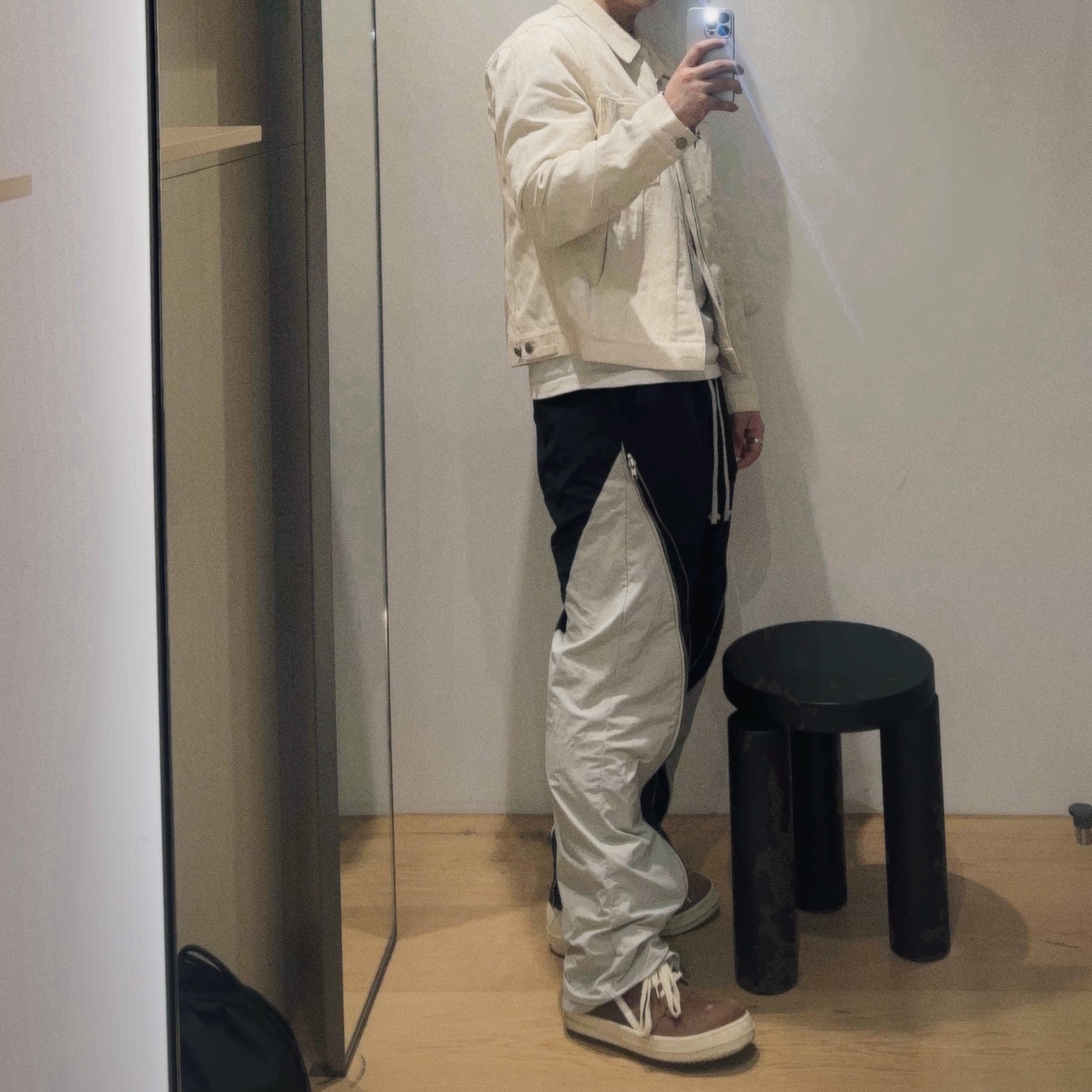 (W) Rick Owens Geobasket Sneakers Black Milk 착용 스타일