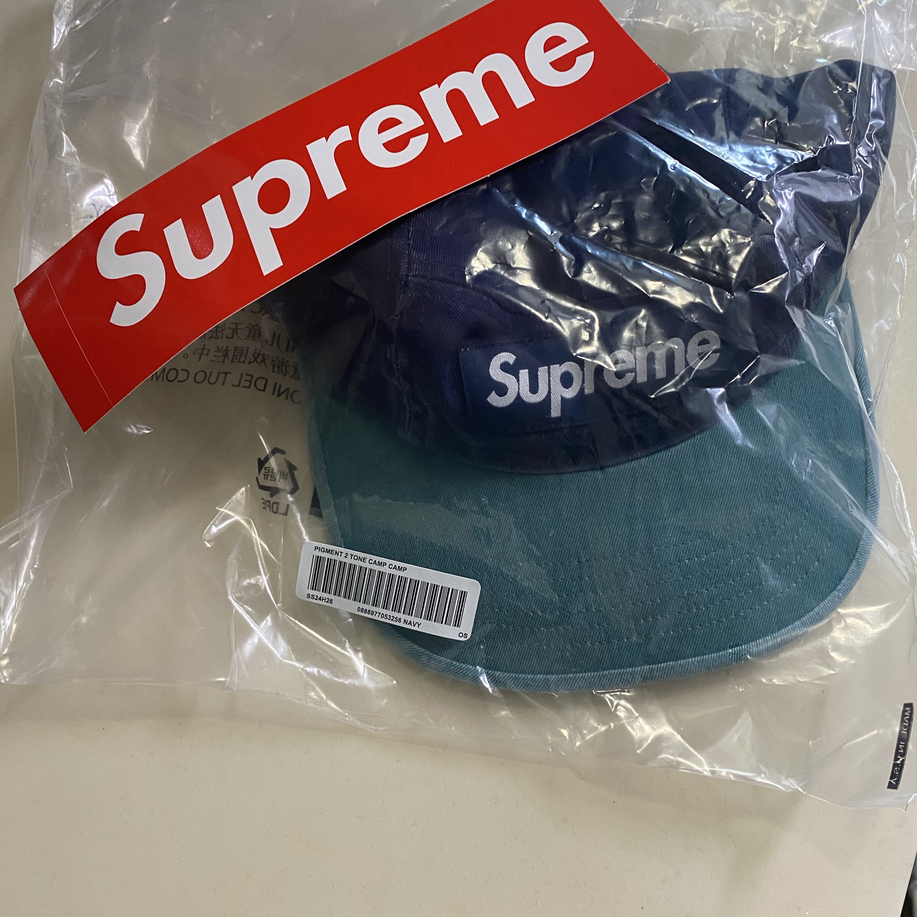 Supreme Pigment 2-Tone Camp Cap Navy - 24SS 착용 스타일 - 3