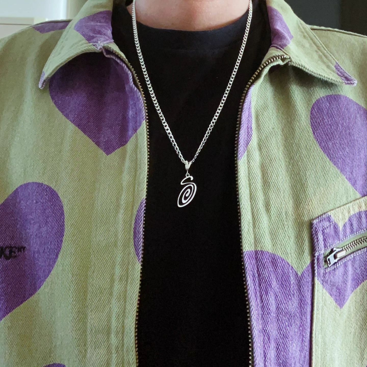 Stussy Swirly S Chain Sterling Silver 착용 스타일