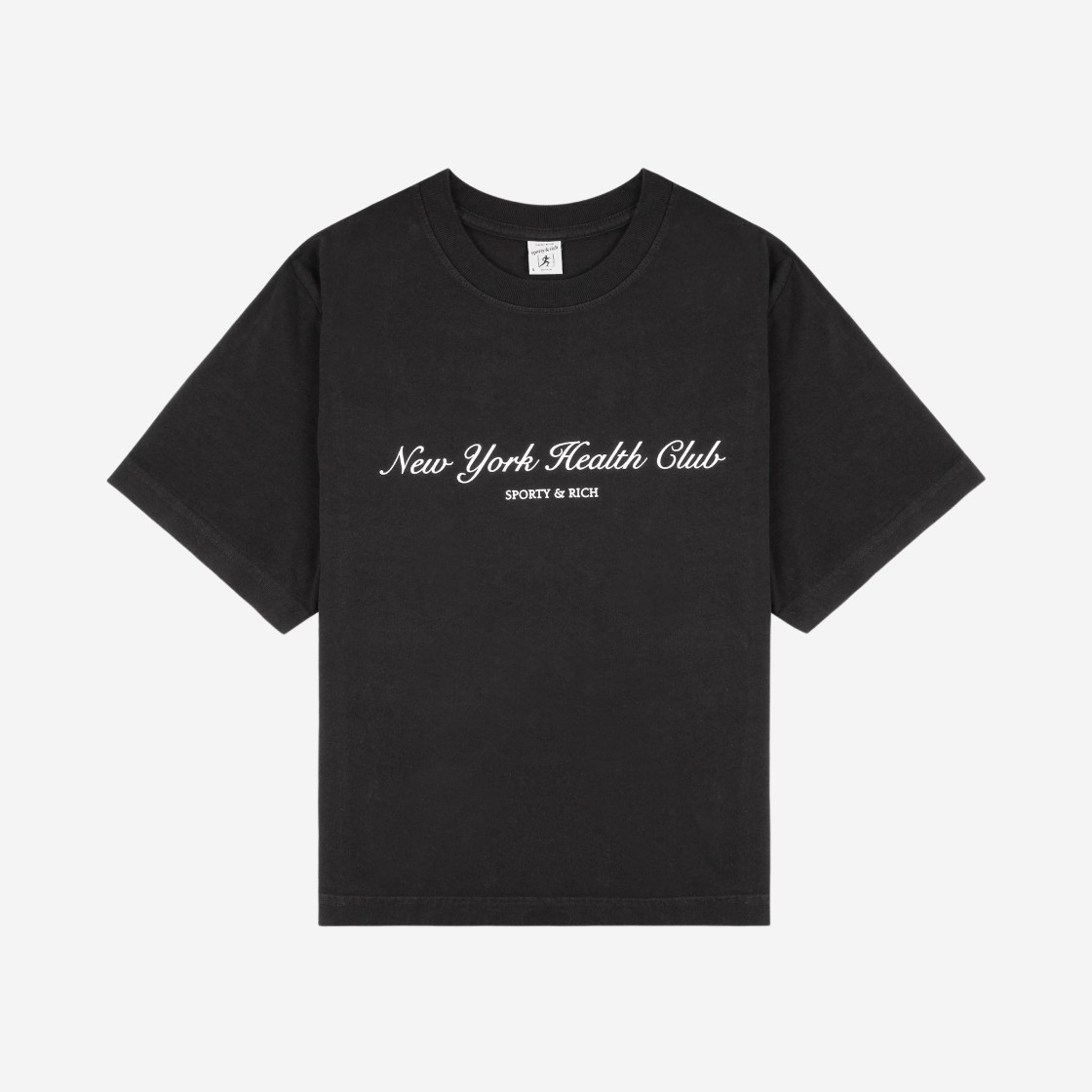 (W) Sporty & Rich NY Health Club Cropped T-Shirt Faded Black White 상세 이미지 1