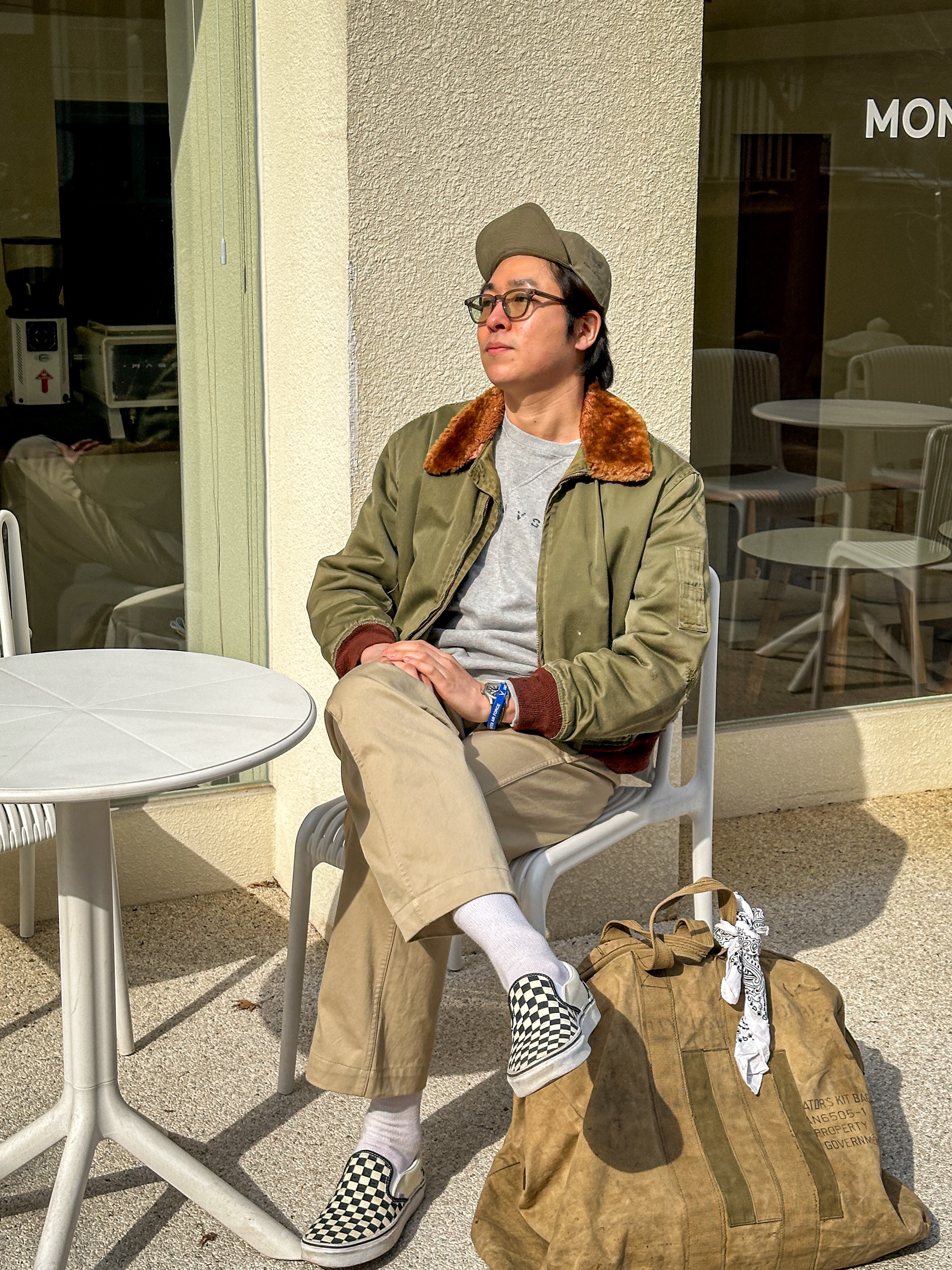 Vans Slip-On Checkerboard 착용 스타일 - 1