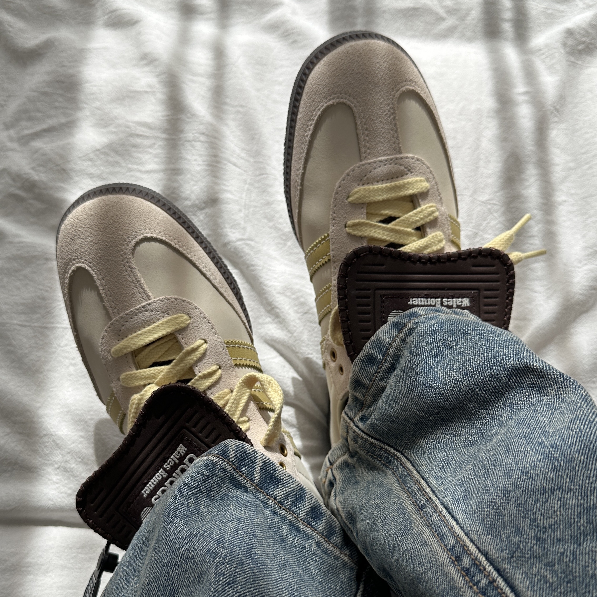 Adidas x Wales Bonner Samba Brown Ecru Tint 착용 스타일