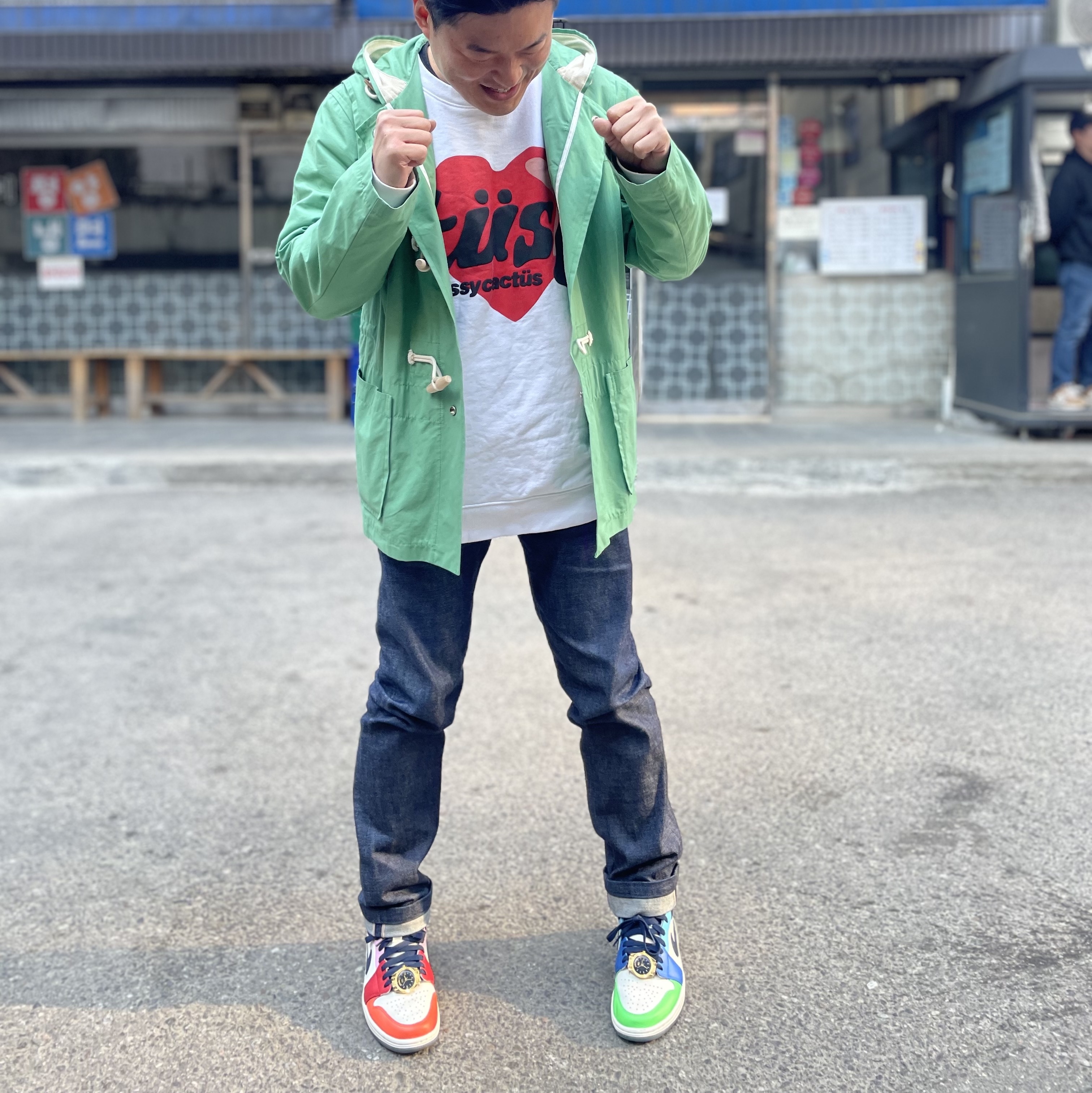 Stussy x Cactus Plant Flea Market Heart Crew, (W) Jordan 1 x Melody Ehsani Mid SE Fearless 착용 스타일 - 1