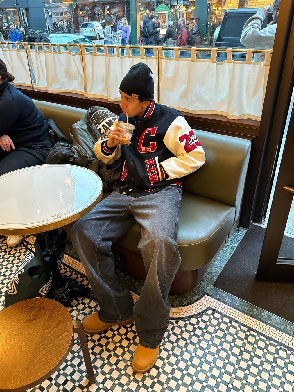Stussy x Our Legacy x Denim Tears TTL Varsity Jacket Black, Supreme Tiger Varsity Jacket Black - 23FW 착용 스타일 - 2