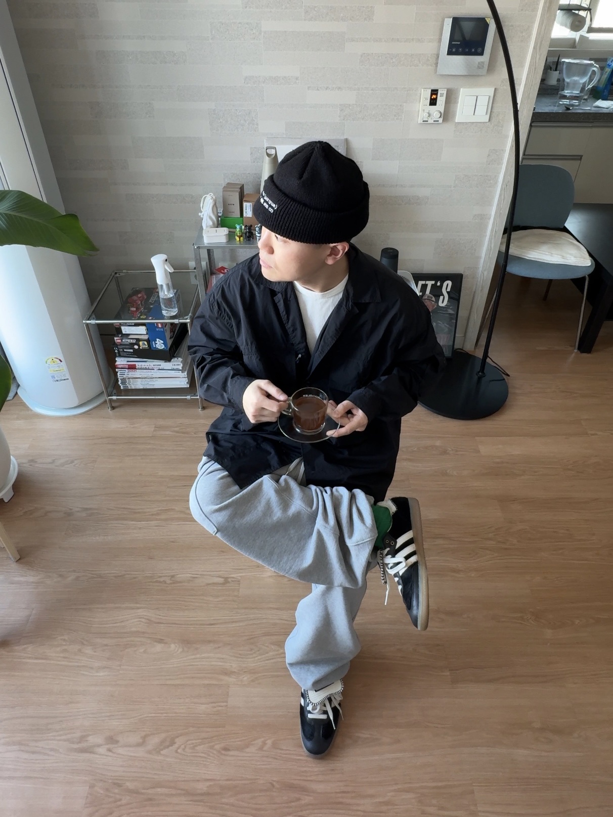 Adidas x Wales Bonner Pony Tonal Samba Core Black Cream White 착용 스타일