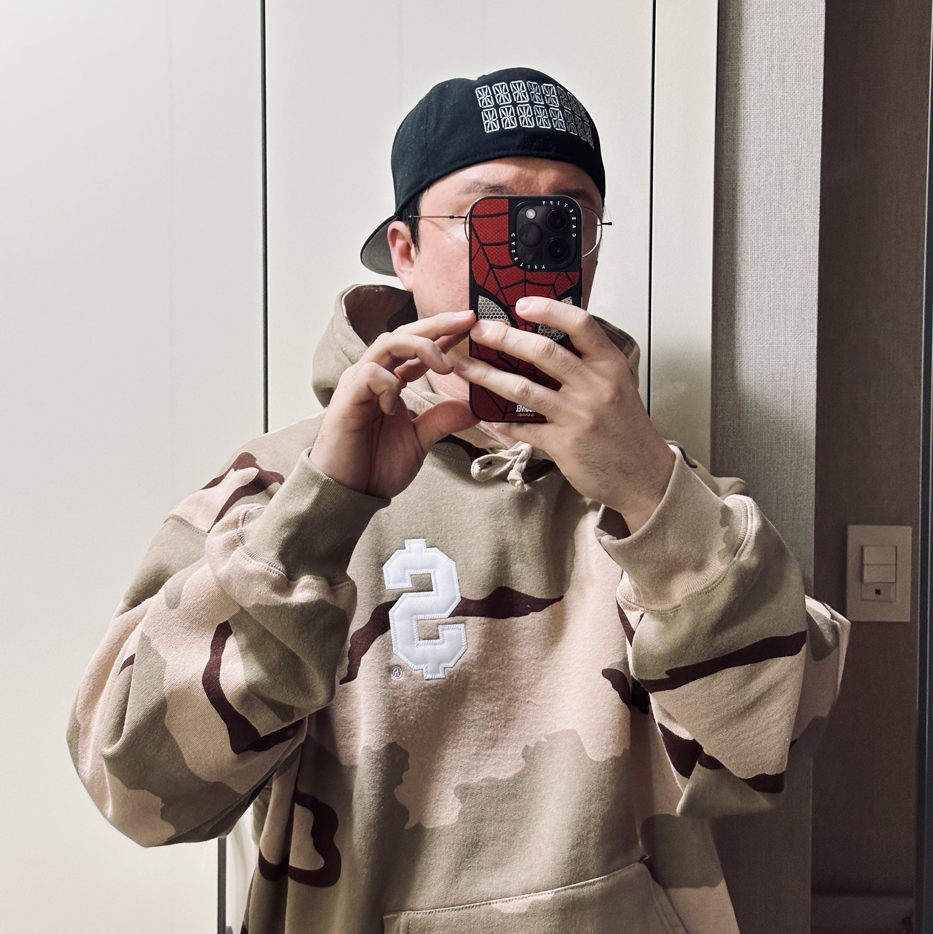 Supreme Sharpie Box Logo New Era Black - 24SS, Supreme $ Hooded Sweatshirt Desert Camo - 24SS 착용 스타일