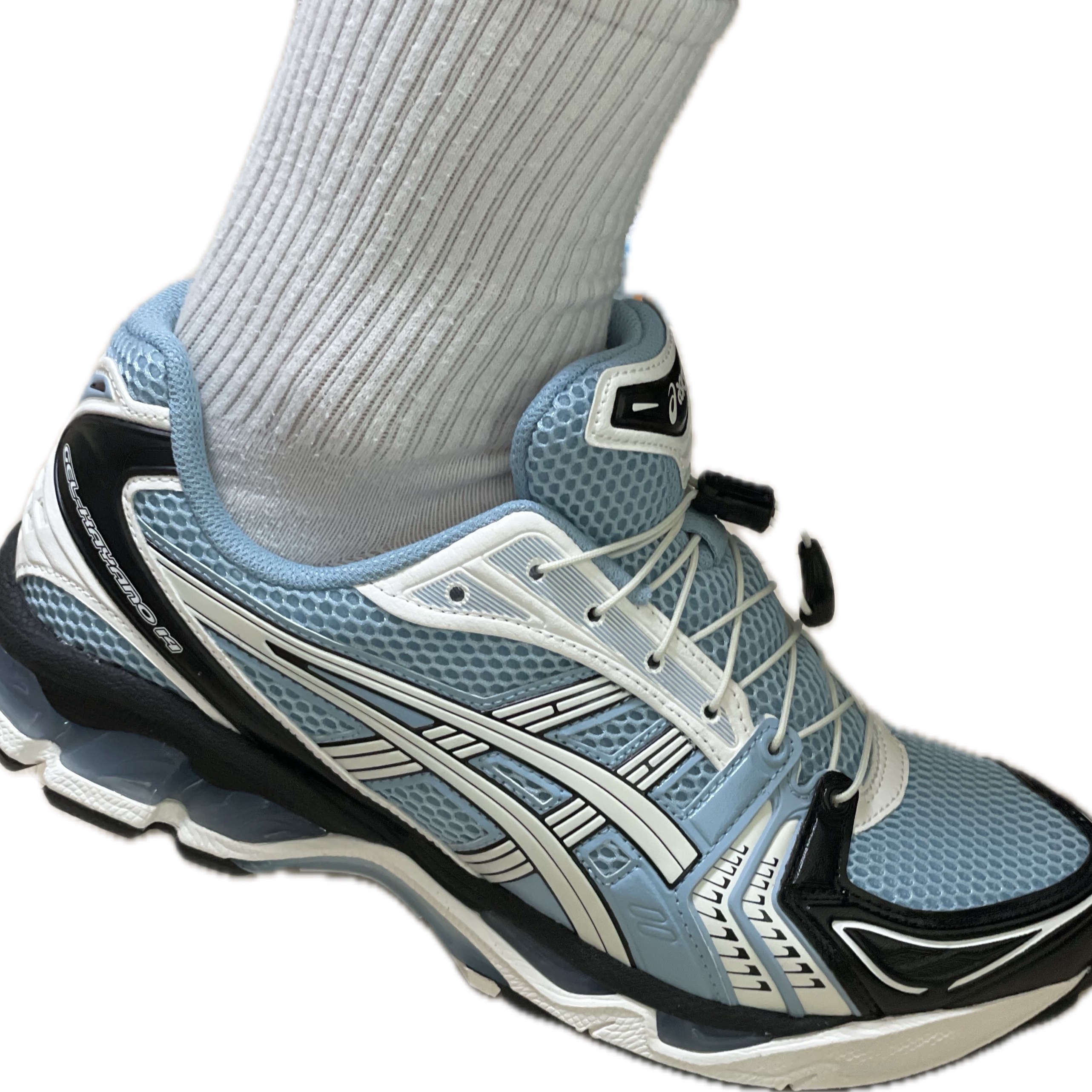 Asics Unlimited Gel-Kayano 14 Carrier Grey Black, Asics Unlimited Gel-Kayano 14 Mist Cream 착용 스타일 - 2