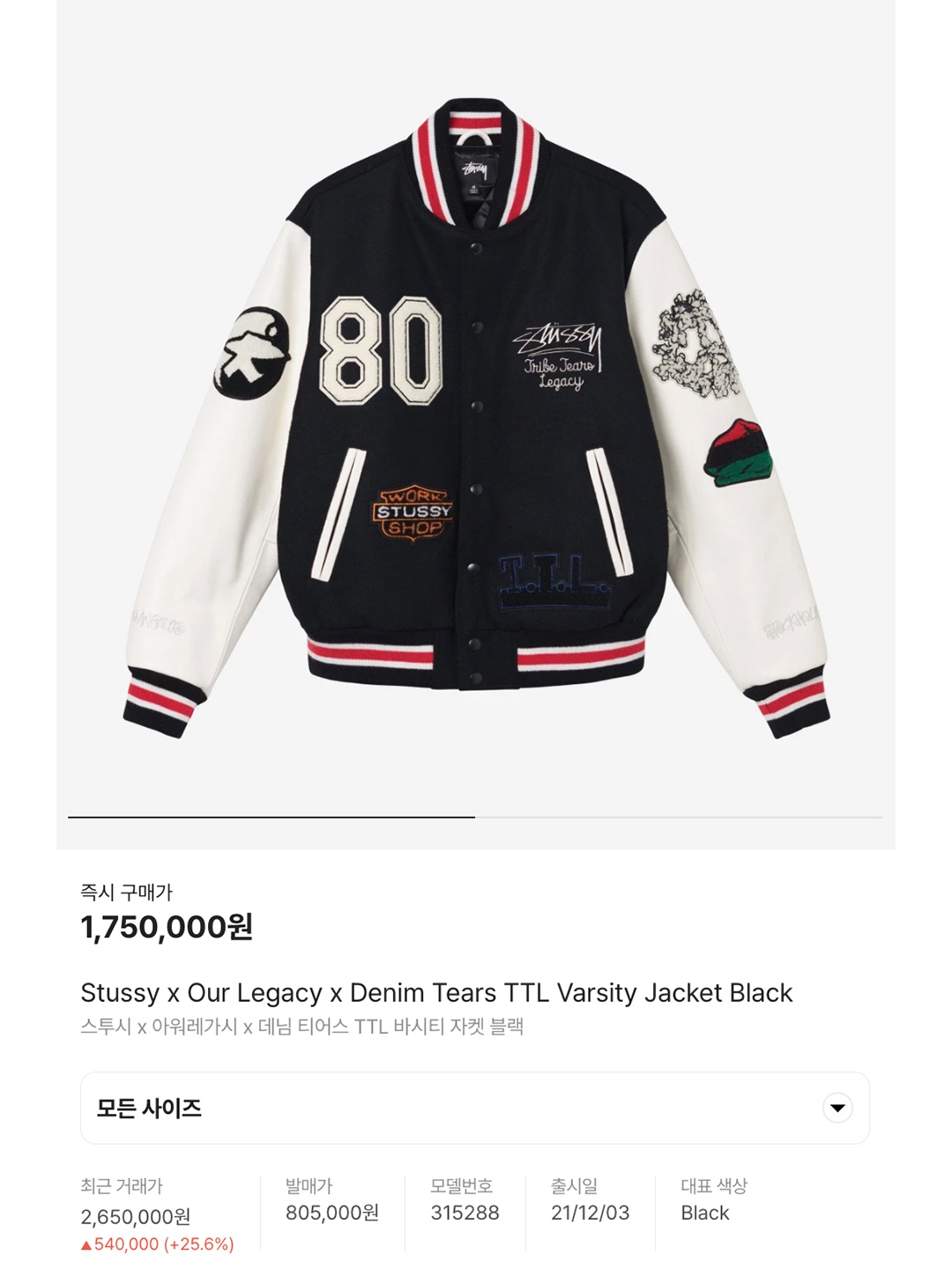 Stussy x Our Legacy x Denim Tears TTL Varsity Jacket Black, Supreme Tiger Varsity Jacket Black - 23FW 착용 스타일 - 6