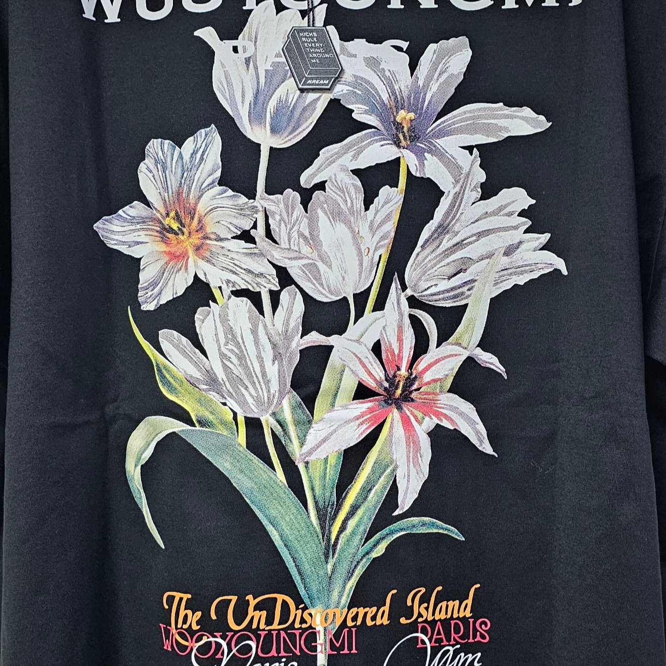 Wooyoungmi Flower Back Logo T-Shirt Black - 24SS 착용 스타일