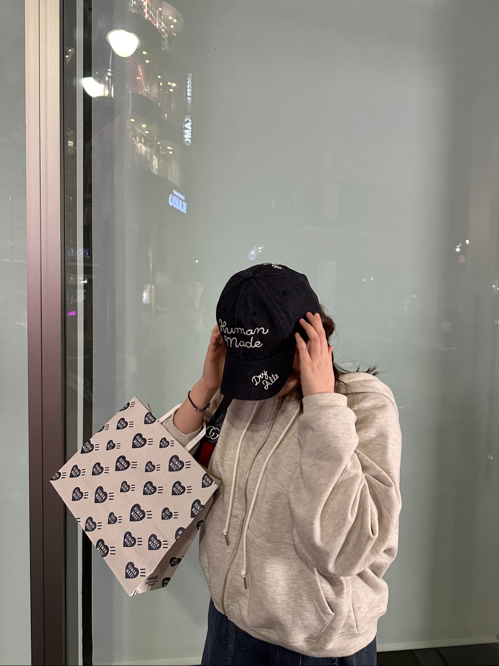 Human Made 6 Panel Denim Cap Indigo 착용 스타일 - 2