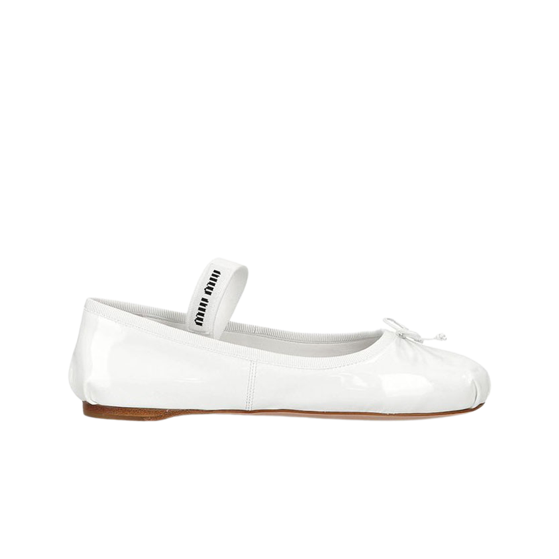 (W) 미우 미우 페이턴트 레더 발레리나 화이트((W) Miu Miu Patent Leather Ballerinas White)