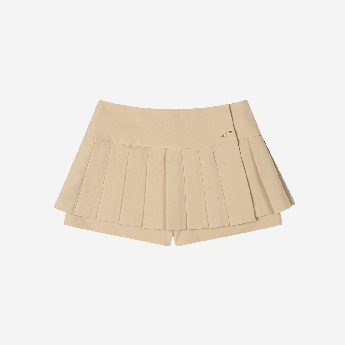 포르타 플리츠 미니 스커트 쇼츠 베이지