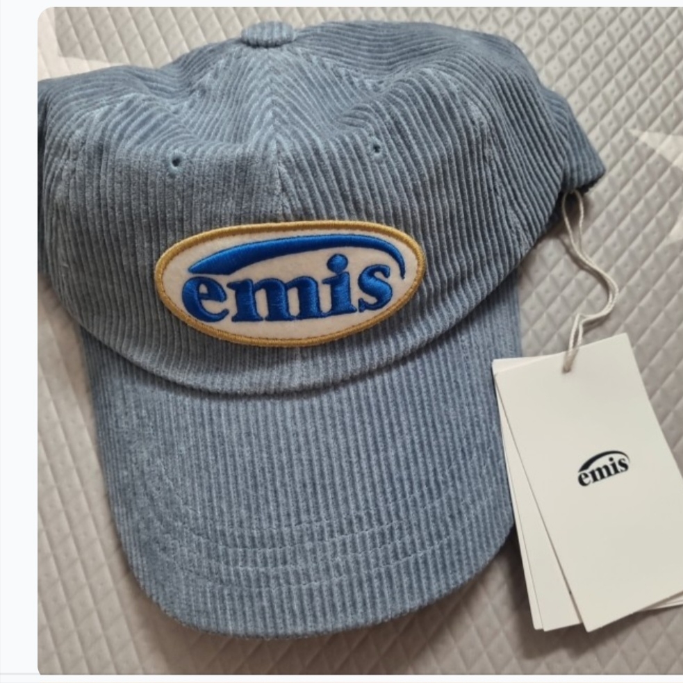 Emis Corduroy Wappen Ball Cap Ash Blue, (W) Emis New Logo Hairband Pink 착용 스타일 - 1