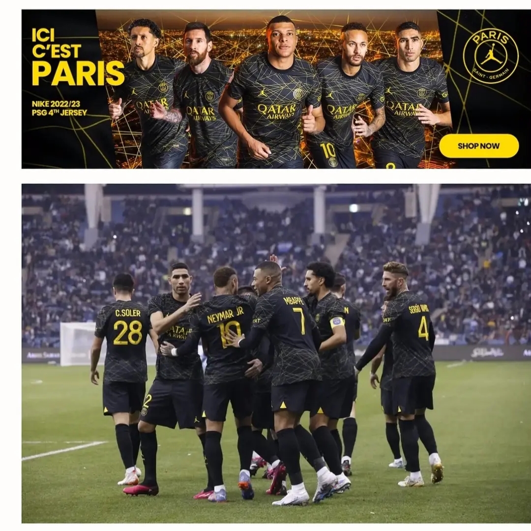 Jordan x Paris Saint-Germain 2022/23 Dri-Fit ADV Match 4th Jersey Black Tour Yellow (Non Marking Ver.) 착용 스타일 - 4