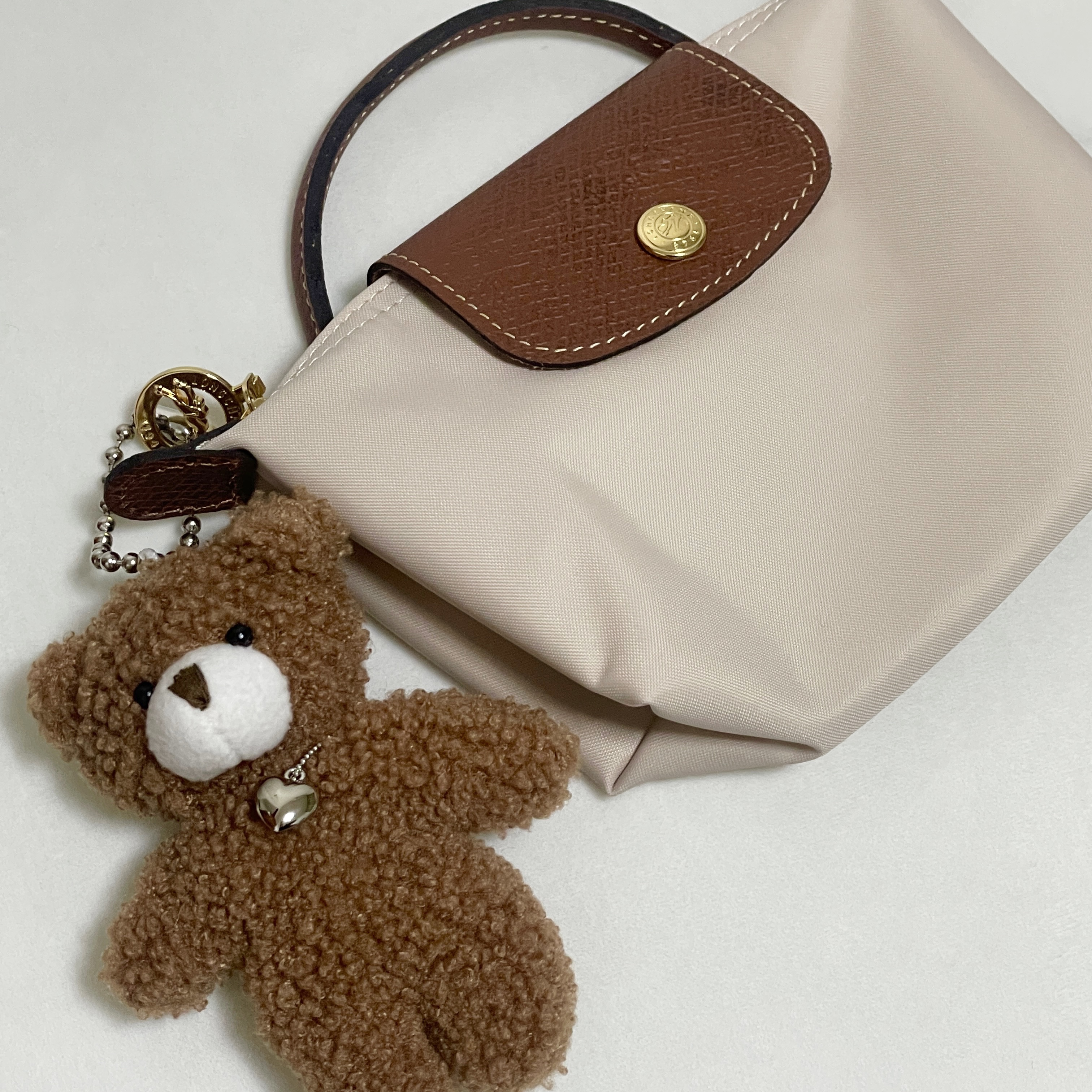 Longchamp Le Pliage Original Handle Pouch Paper 착용 스타일 - 2