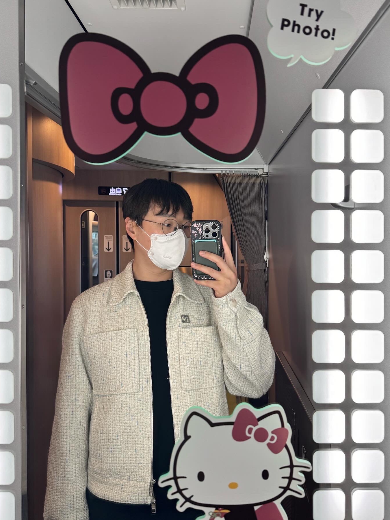 Wooyoungmi Long Straight Denim Pants Blue -23FW, Wooyoungmi Tweed Jacket White - 24SS 착용 스타일 - 3