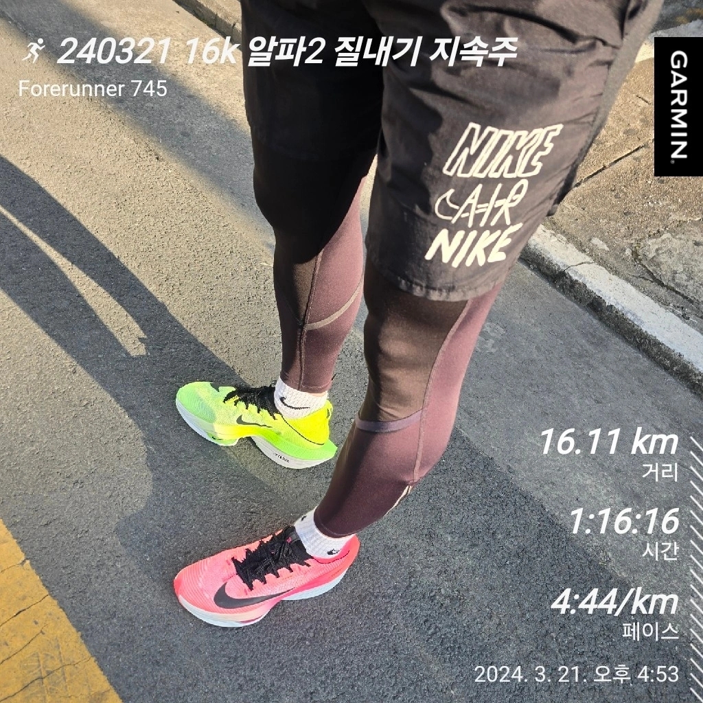 Nike Air Zoom Alphafly Next% 2 Luminous Green Crimson Tint 착용 스타일 - 1
