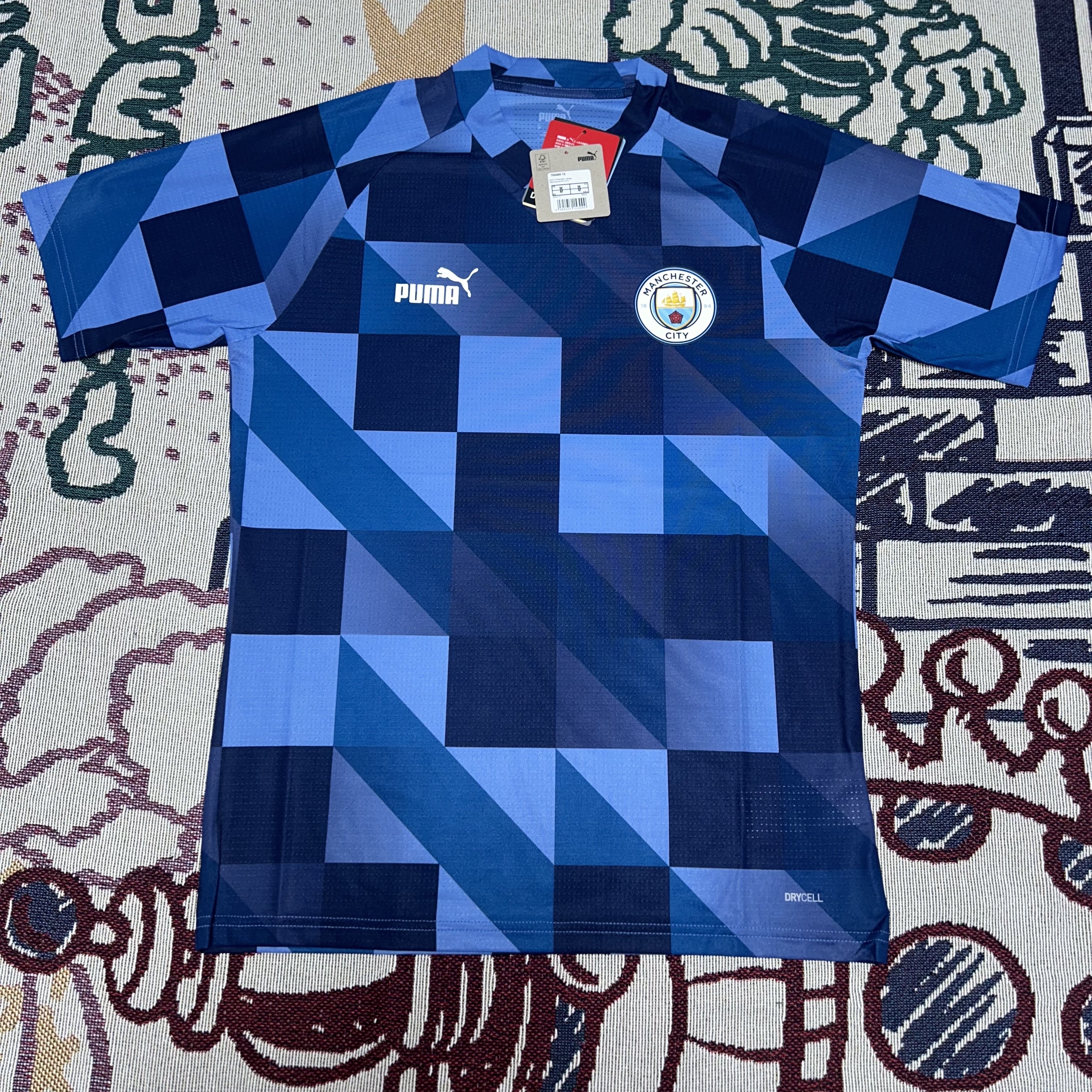 Puma 2022/23 Manchester City Prematch Short Sleeve Jersey Lake Blue Navy 착용 스타일 - 2