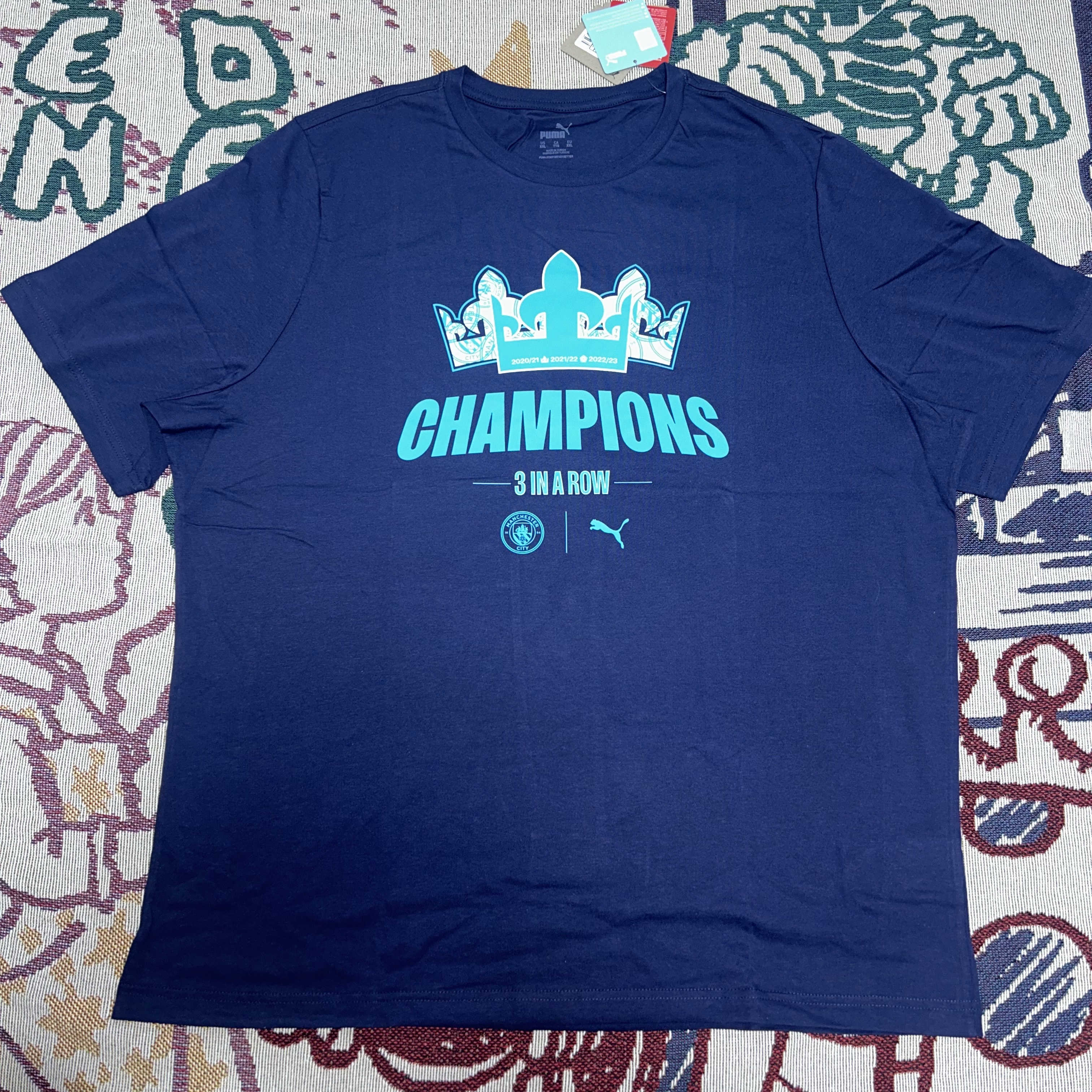 Puma Manchester City 2022/23 League Champions T-Shirts Navy 착용 스타일 - 2