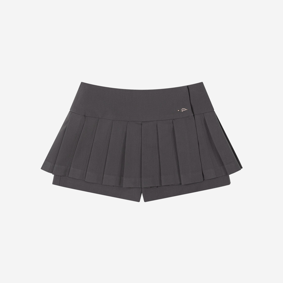 포르타 플리츠 미니 스커트 쇼츠 차콜