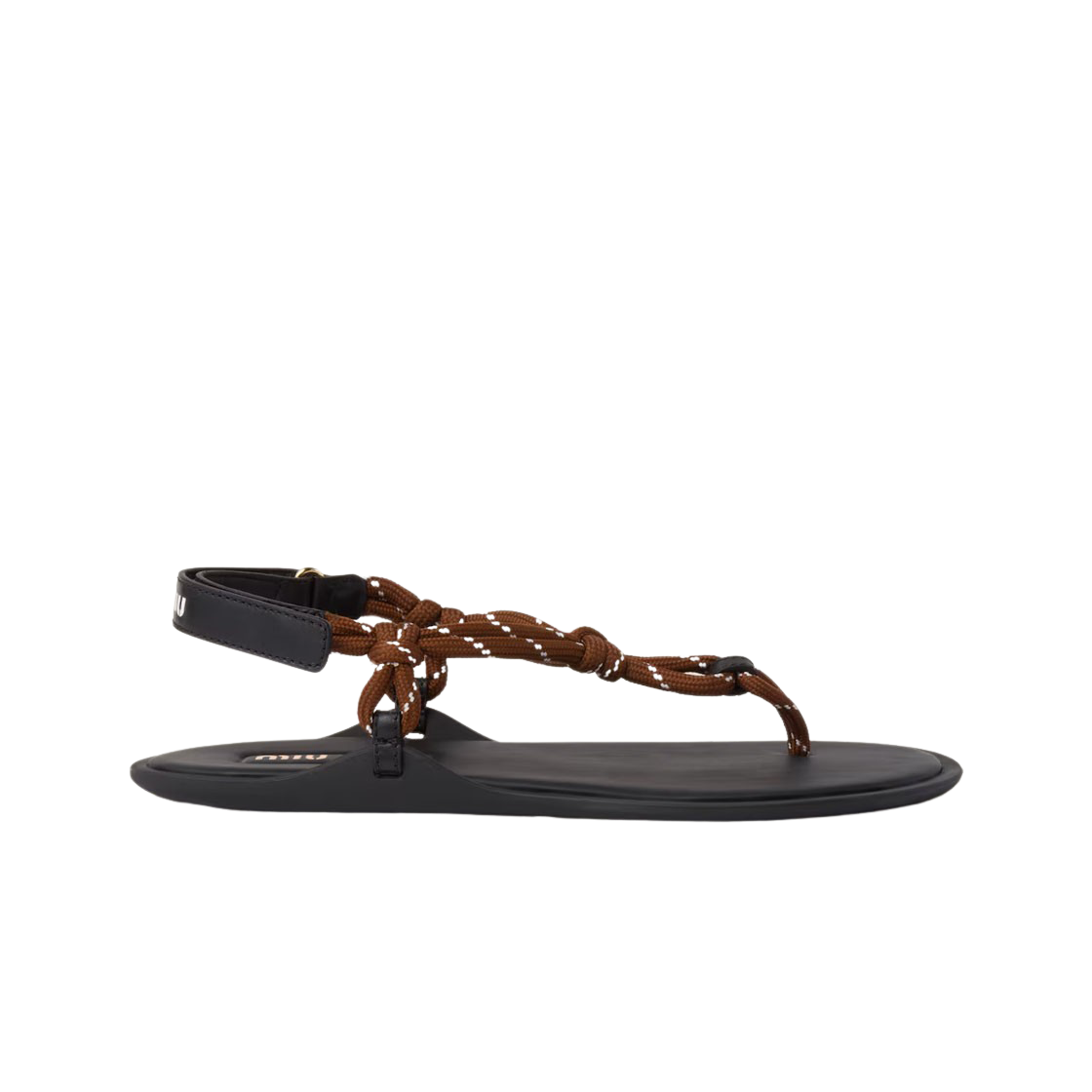 (W) 미우 미우 리비에르 코드 앤 레더 샌들 토바코((W) Miu Miu Riviere Cord and Leather Sandals Tobacco)