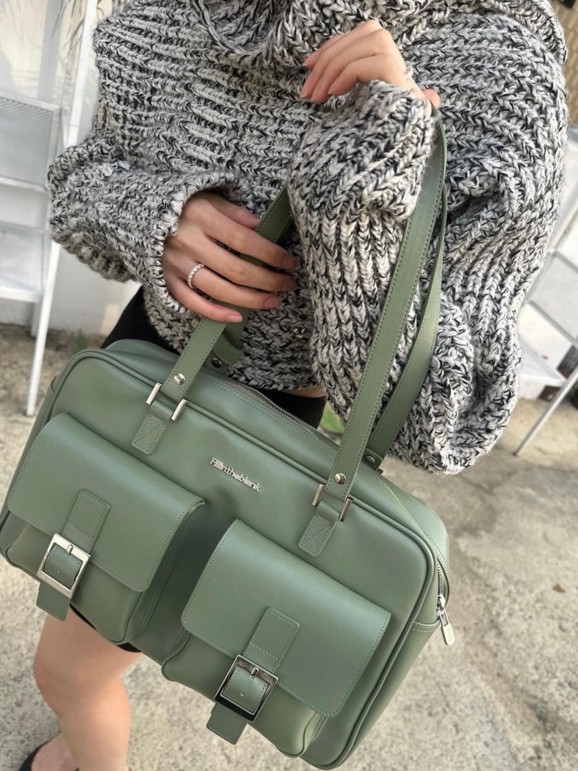 【FILLINTHEBLANK】PK Shoulder Bag (MINT) Trapezoid Shoulder Bag (crack)(mint) - FILLINTHEBLANK | 60