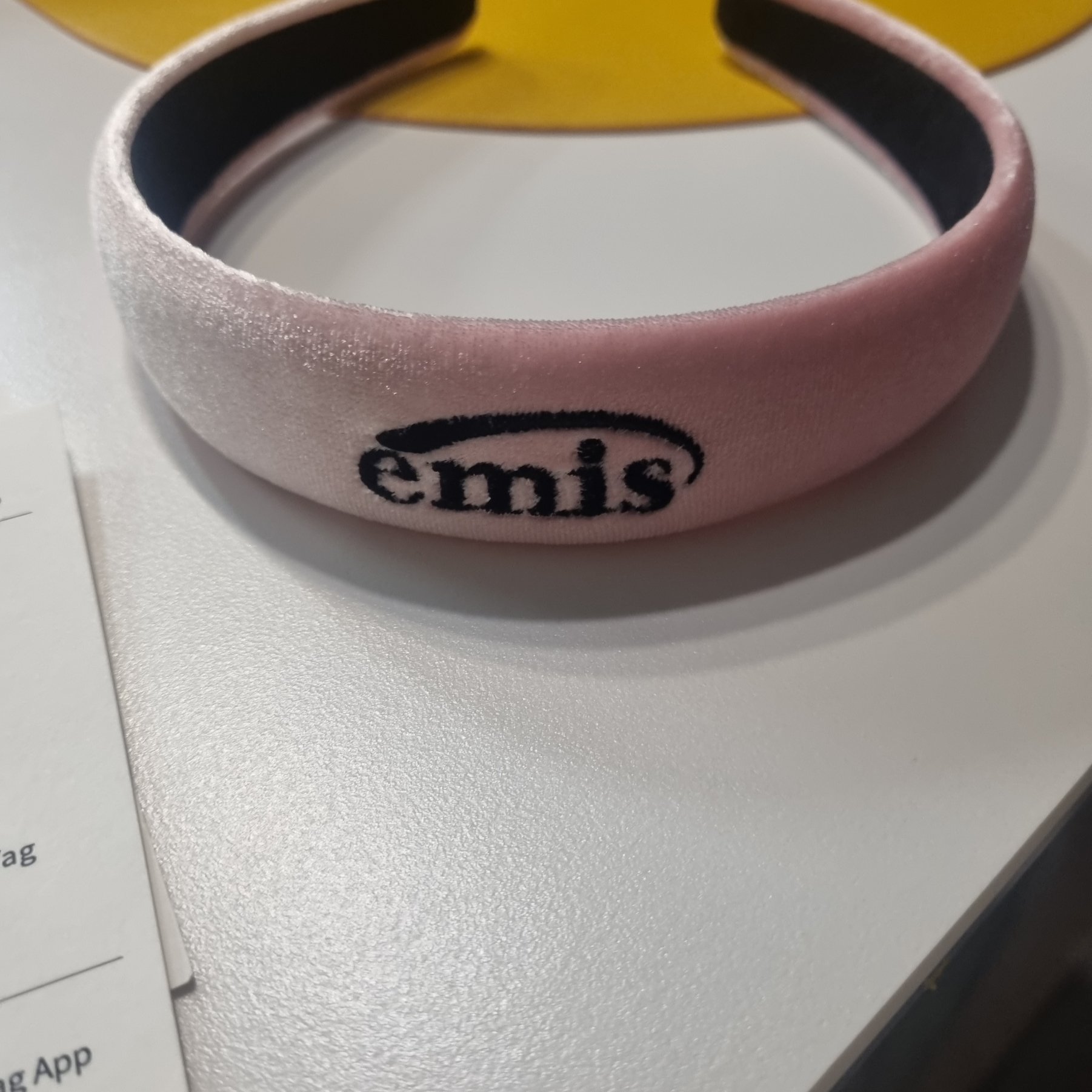 Emis Corduroy Wappen Ball Cap Ash Blue, (W) Emis New Logo Hairband Pink 착용 스타일 - 2