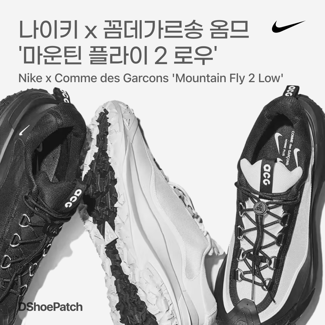 Nike x Comme des Garcons Homme Plus ACG Mountain Fly 2 Low Black, Nike x Comme des Garcons Homme Plus ACG Mountain Fly 2 Low Black White 착용 스타일 - 1