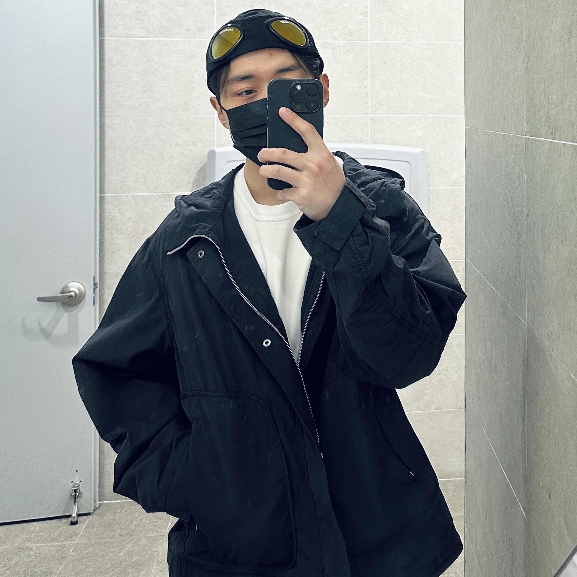 Palace x C.P. Company Goggle P-Cap Black - 22FW 착용 스타일