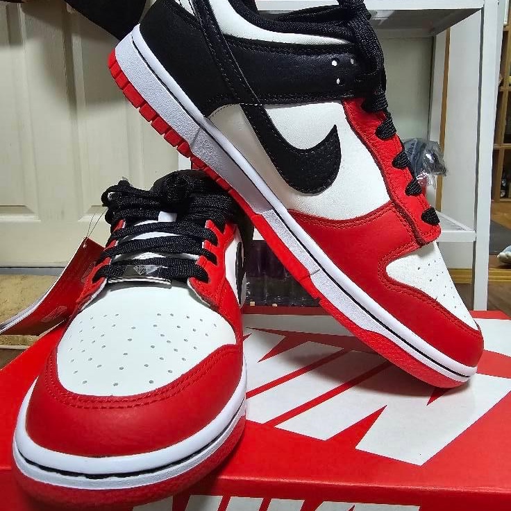 Nike x NBA Dunk Low Retro EMB Black and Chile Red 착용 스타일 - 3