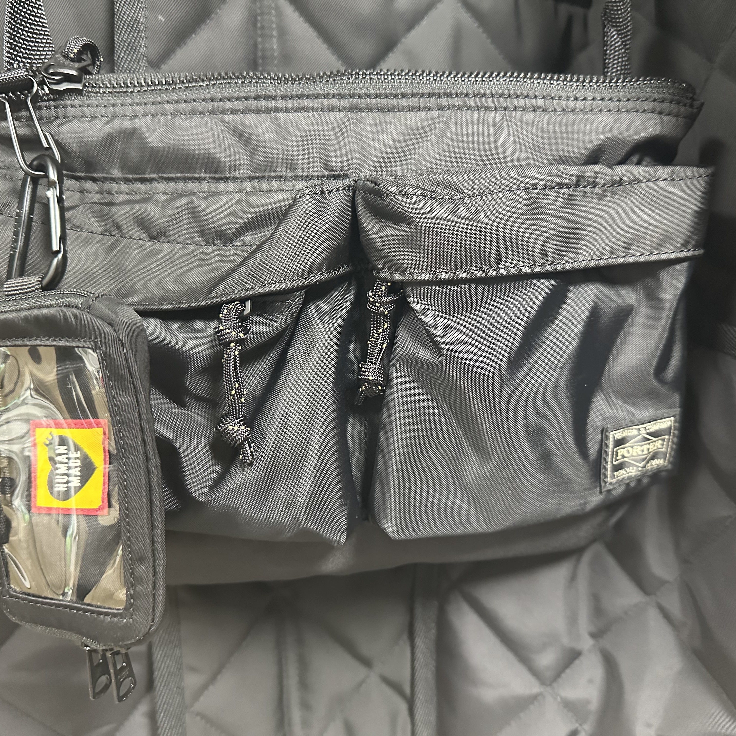 Human Made Military Card Case Black, Porter Porterforce Shoulder Bag Black 착용 스타일 - 1