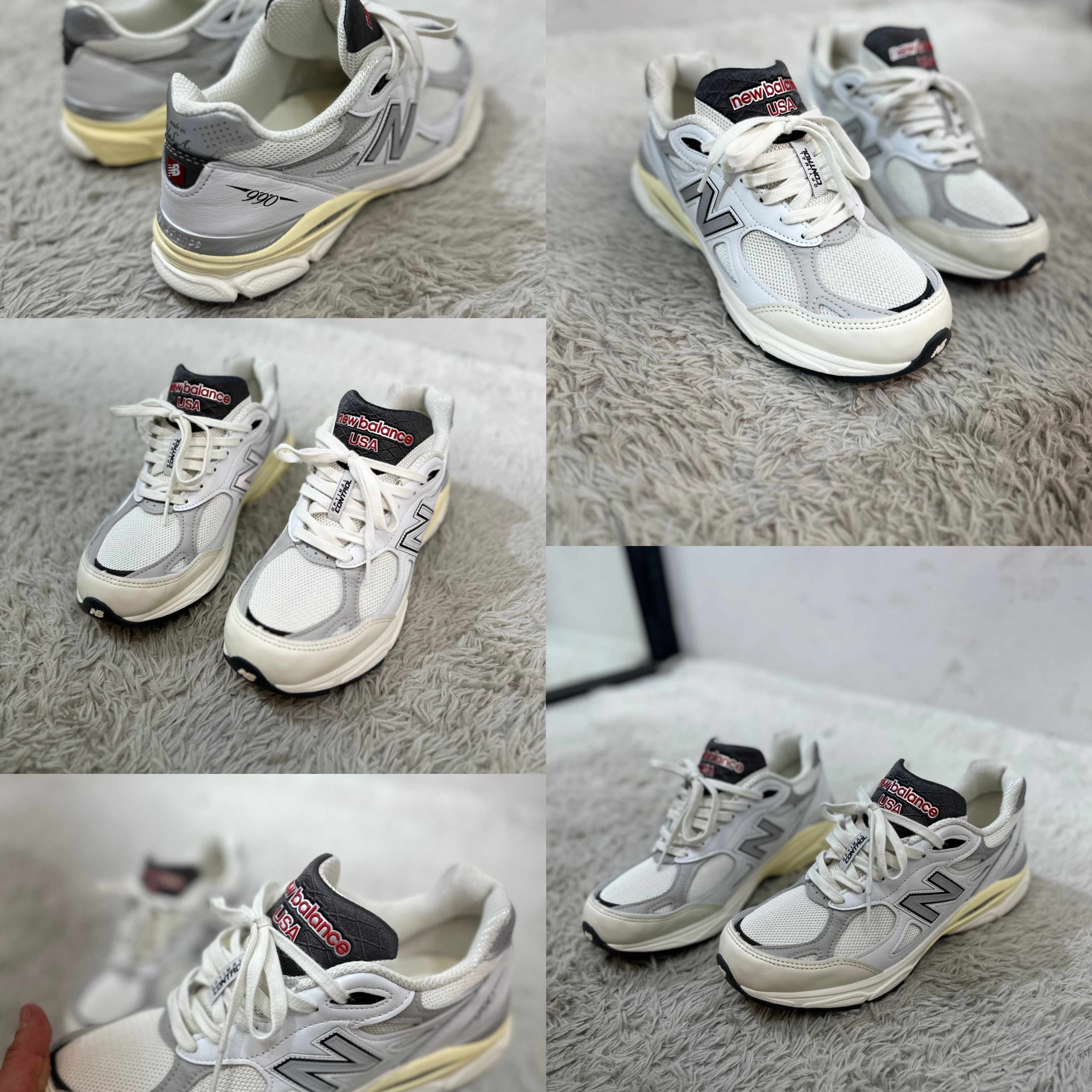 New Balance 990v3 Made in USA Sea Salt 착용 스타일 - 3