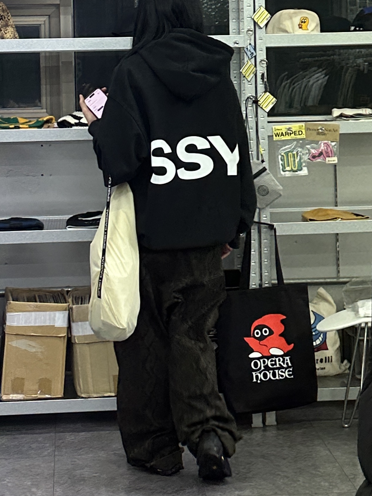 Stussy All Caps Hoodie Black 착용 스타일