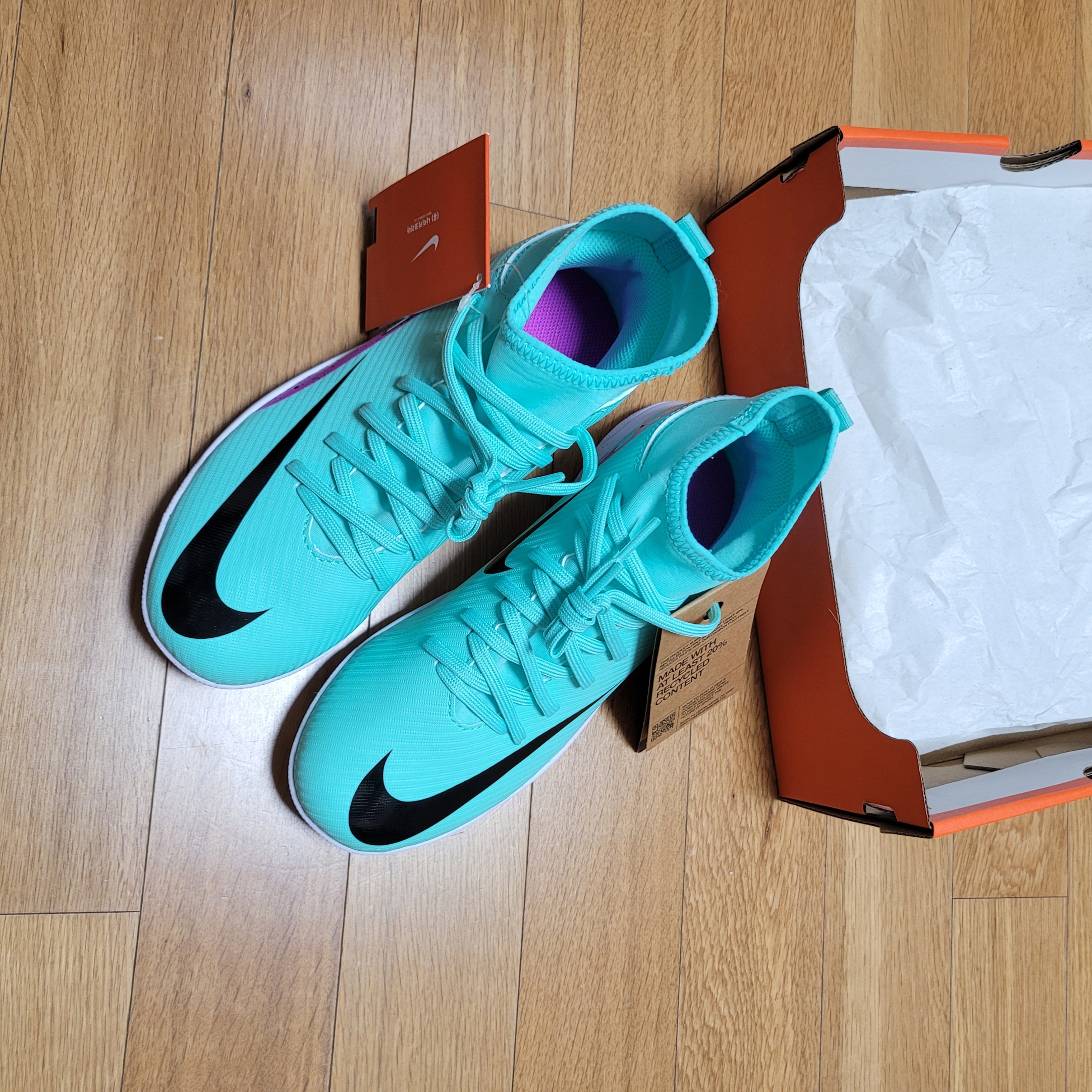 (GS) Nike Mercurial Superfly 9 Club TF Hyper Turquoise 착용 스타일 - 1