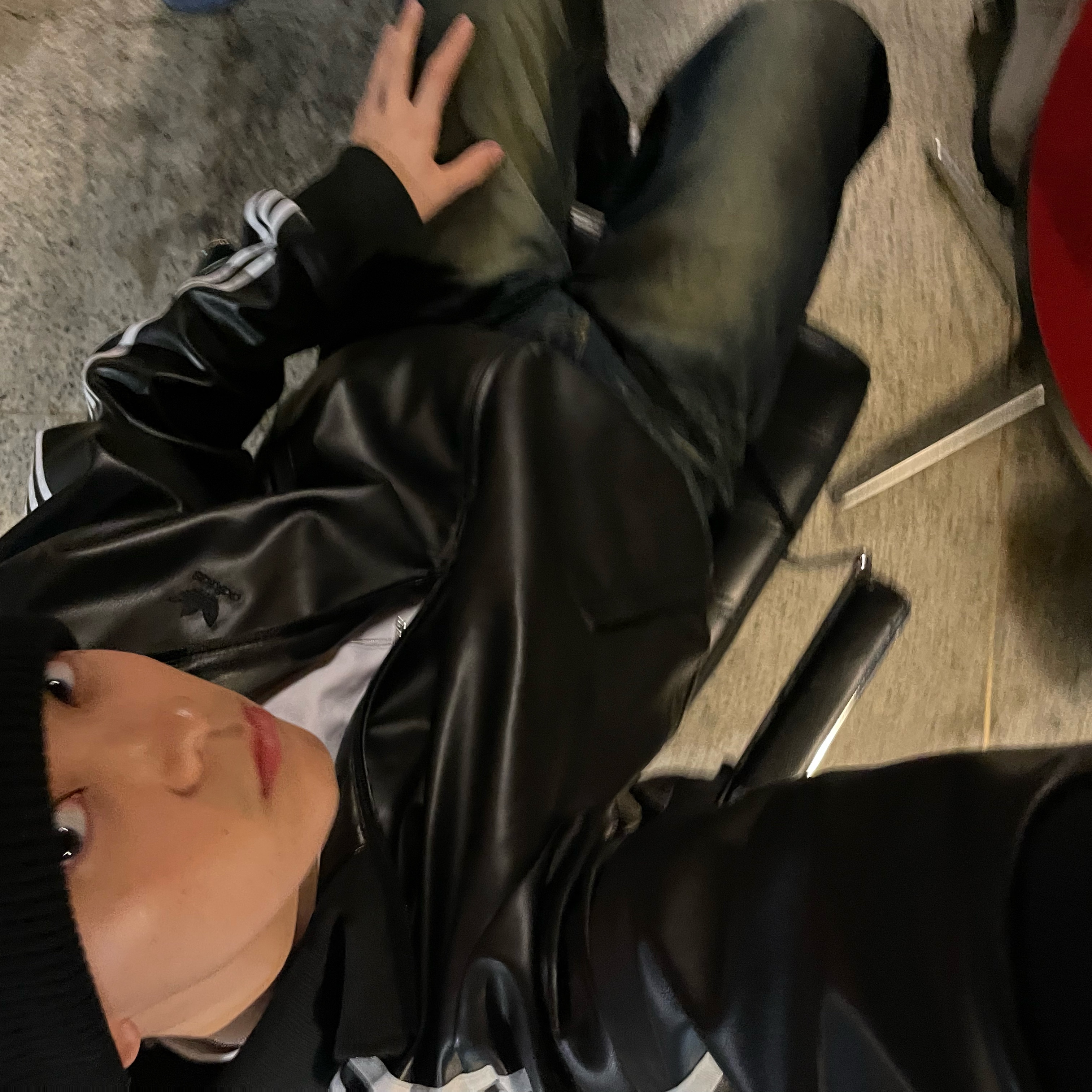 Maison Mihara Yasuhiro Blakey OG Sole Leather Low-top Sneakers Black, Adidas Faux Leather Adicolor 3S Loose Firebird Tracksuit Jacket Black - KR Sizing 착용 스타일 - 2