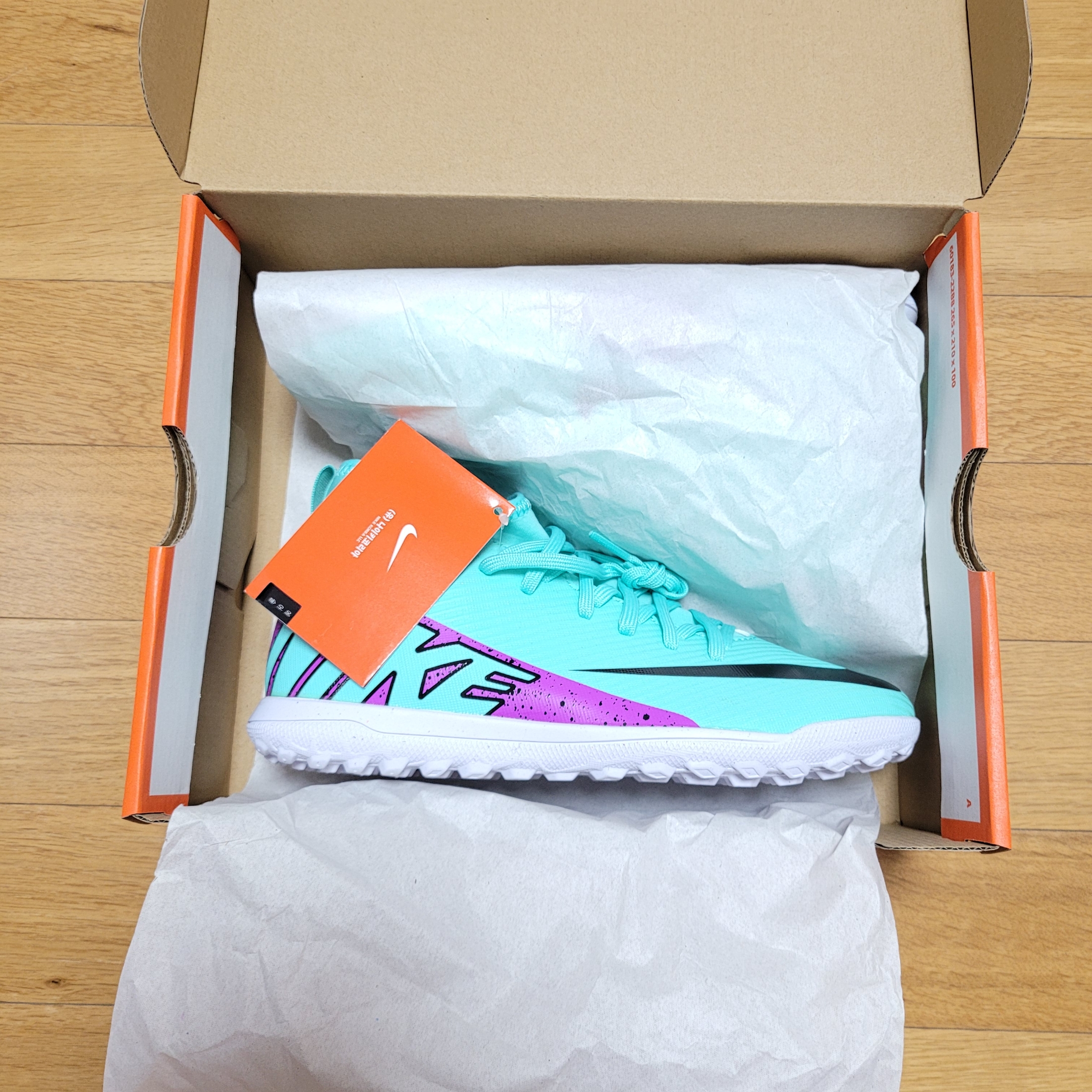 (GS) Nike Mercurial Superfly 9 Club TF Hyper Turquoise 착용 스타일 - 4