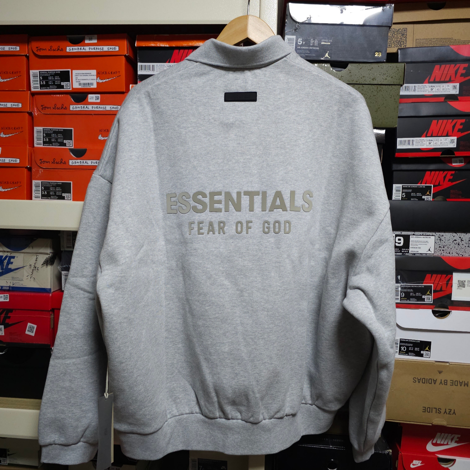 Essentials Long Sleeve Polo Light Heather Grey - 24SS 착용 스타일 - 2