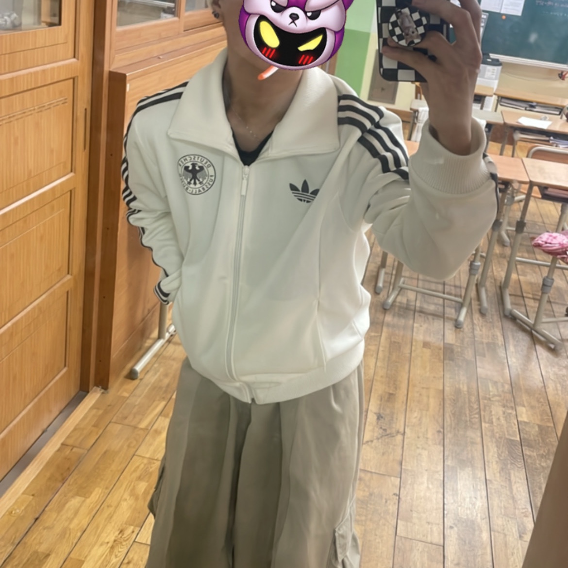 Adidas German Beckenbauer Track Top Off White - KR Sizing 착용 스타일