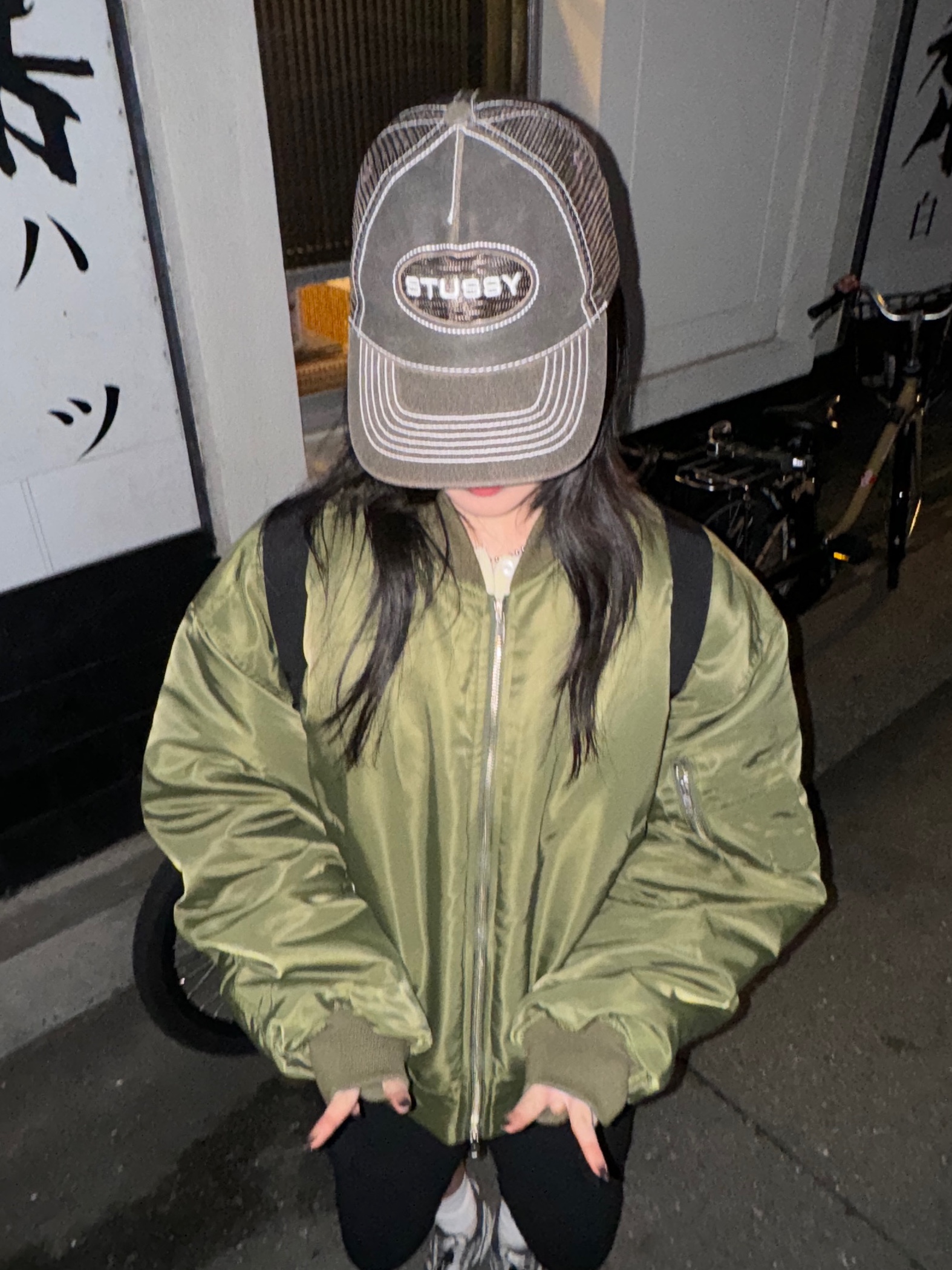 Stussy Low Pro Trucker Cut-Out Leather Snapback Brown 착용 스타일