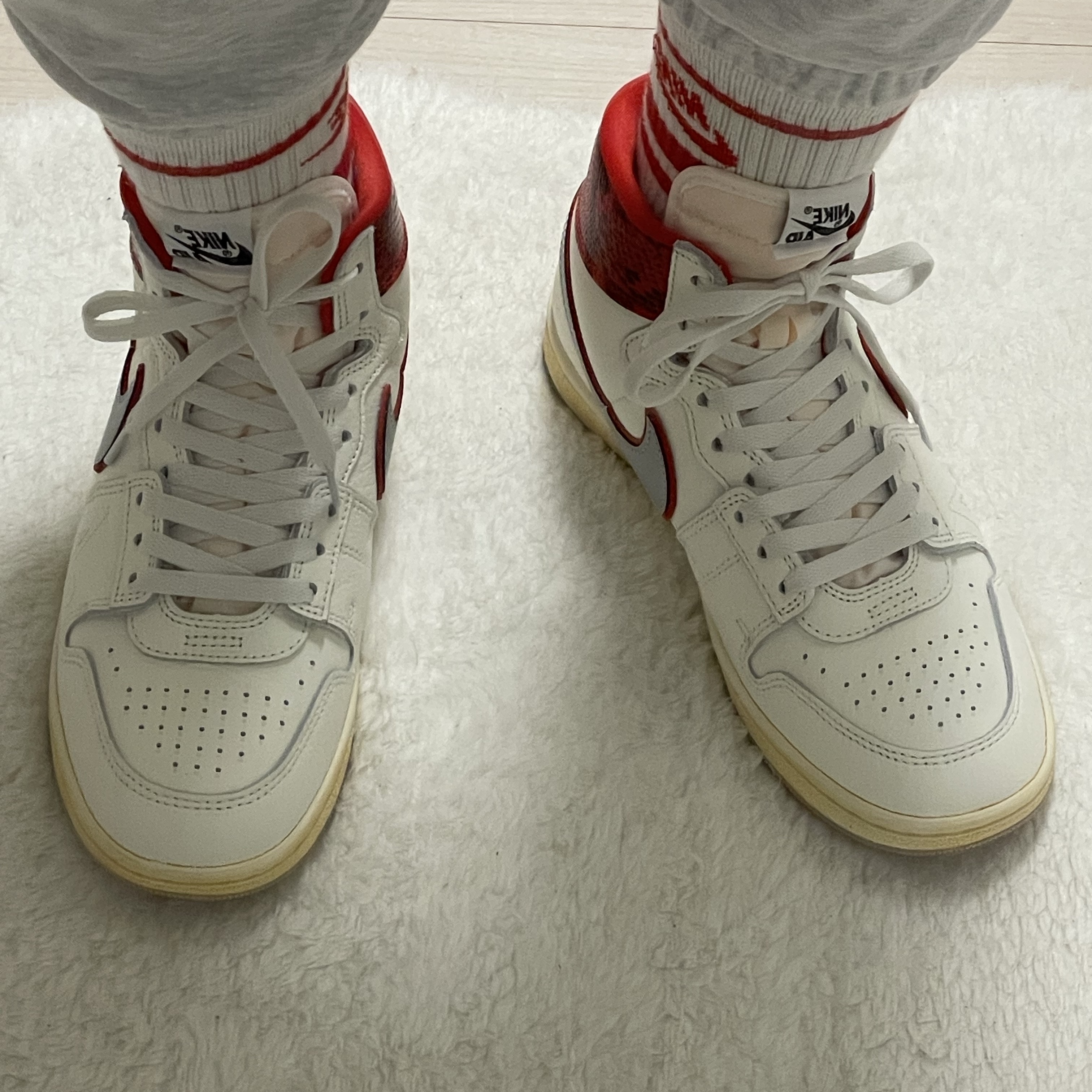 Jordan x Awake NY Air Ship PE SP Sail University Red 착용 스타일 - 2
