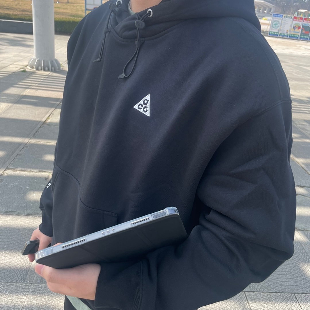 Nike ACG Therma-Fit Fleece Pullover Hoodie Black - Asia 착용 스타일