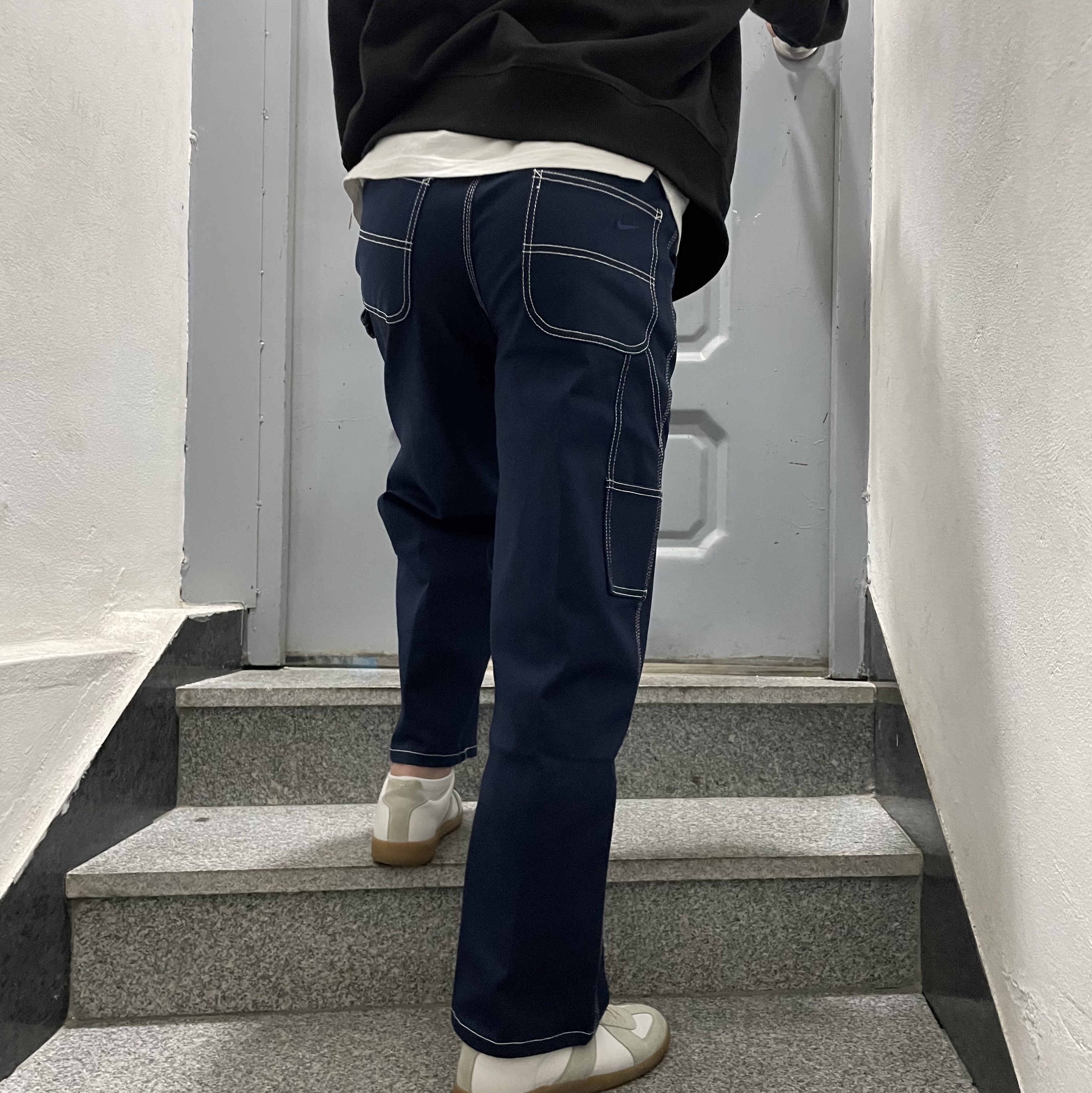 Maison Margiela Calfskin Replica Sneakers, Nike Life Carpenter Pants Obsidian - Asia 착용 스타일