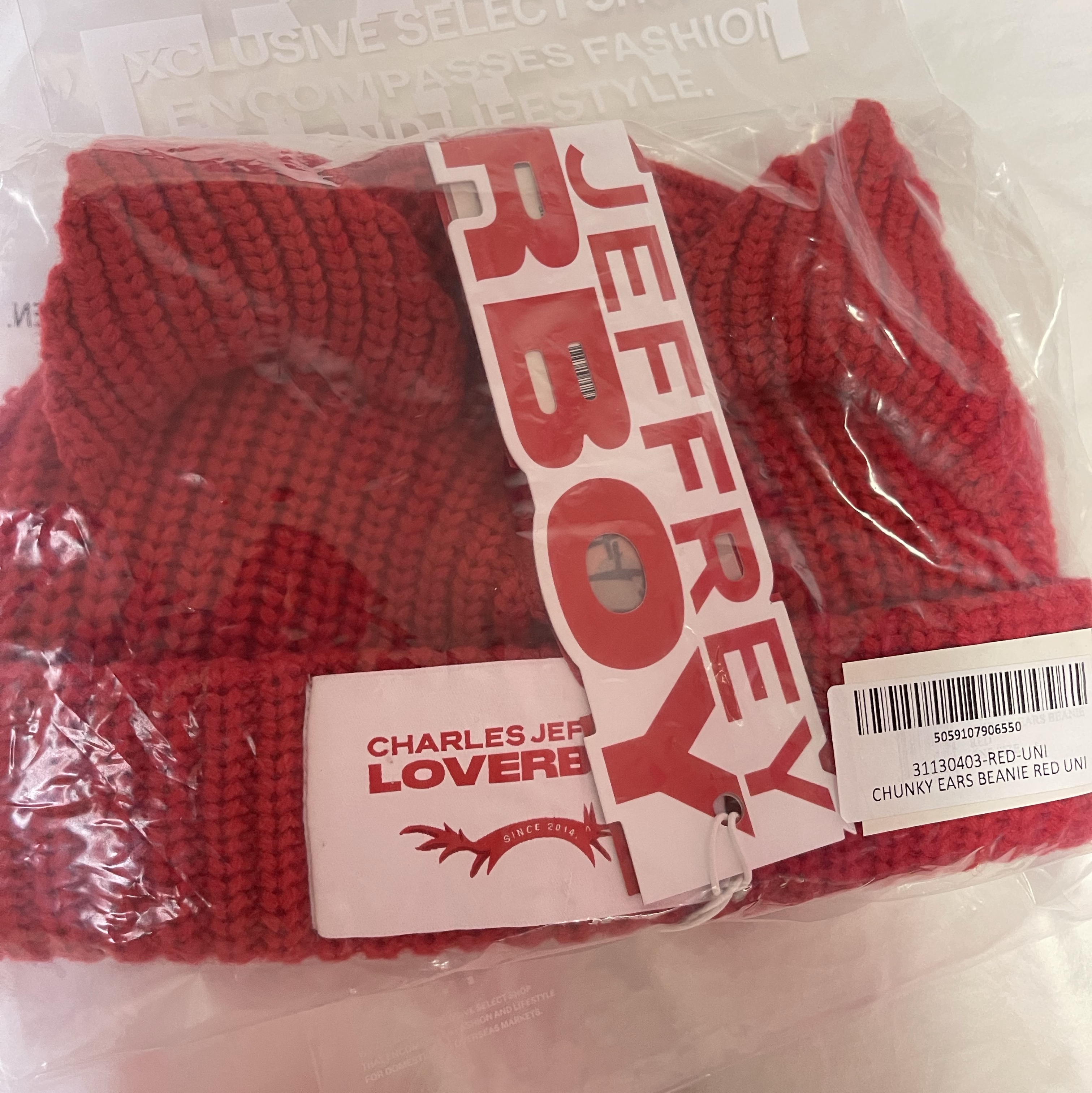 Charles Jeffrey Loverboy Chunky Ears Mohair Beanie Red 착용 스타일